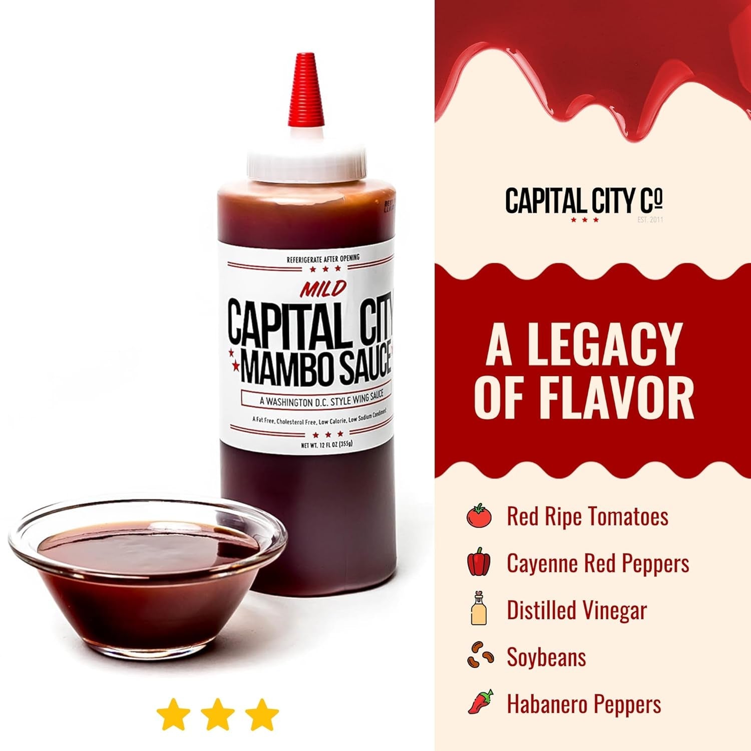 Capital City Mambo Sauce - Mild Recipe | Washington DC Wing Sauces | Perfect Condiment Topping for Wings. Chicken. Pork. Beef. Seafood. Burgers. Rice or Noodles | 128 Fl Oz (1 Gallon) - Image 4