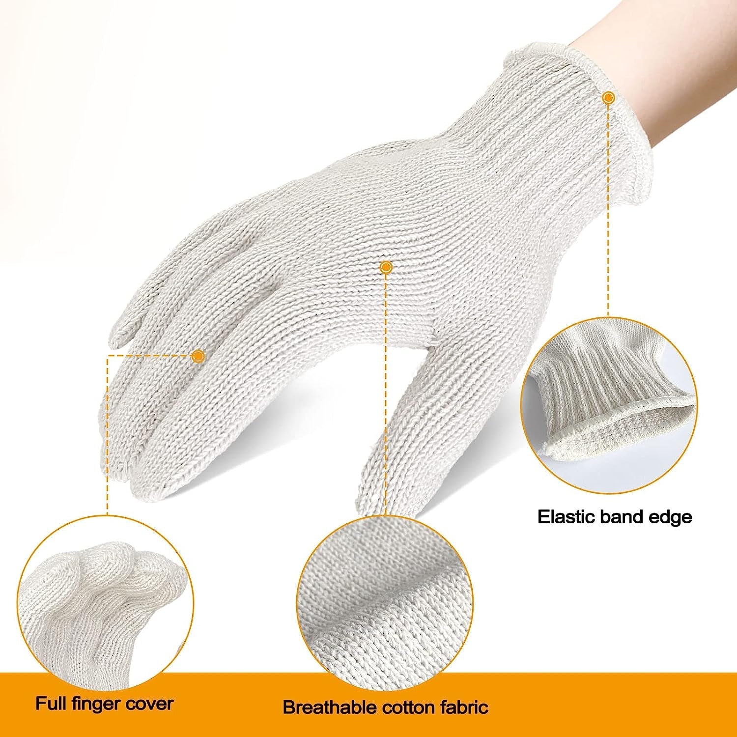 12 Pairs Cotton Glove Liners for BBQ. Cooking. Grilling. Food Handling - Safety Work Gloves Hand Saver. Large - Image 6
