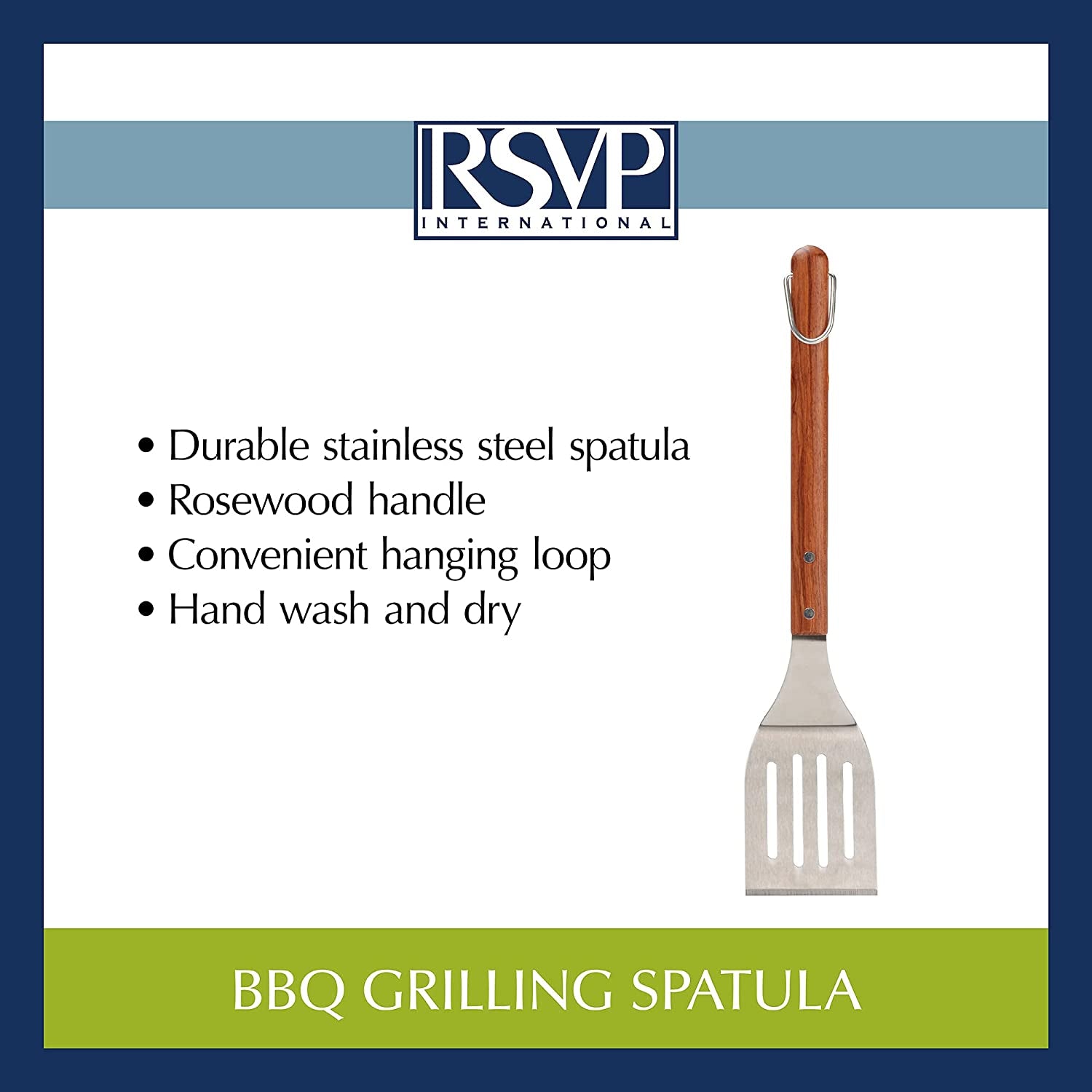 RSVP International Endurance BBQ Grill Spatula Flipper. 18 | Flip Burgers & Other Food W/ Long Handle That Keeps Hands Safe from Fire | Made from Stainless Steel & Rosewood - Image 5