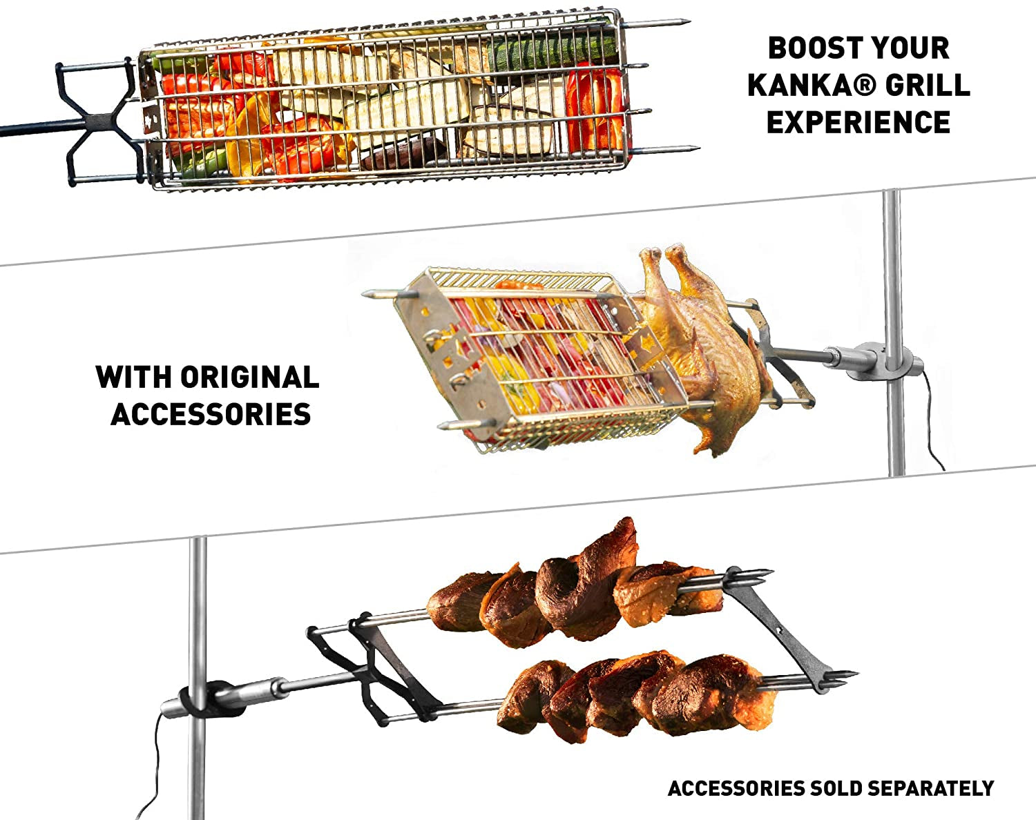 Rotisserie Grill - Heavy Duty Electric Rotisserie Kit for Home. Portable for Camping & Outdoors - Motor Works with 110-240V. AA Batteries or Solar - Stainless Steel. 22 LB Capacity. Bag Included - Image 5