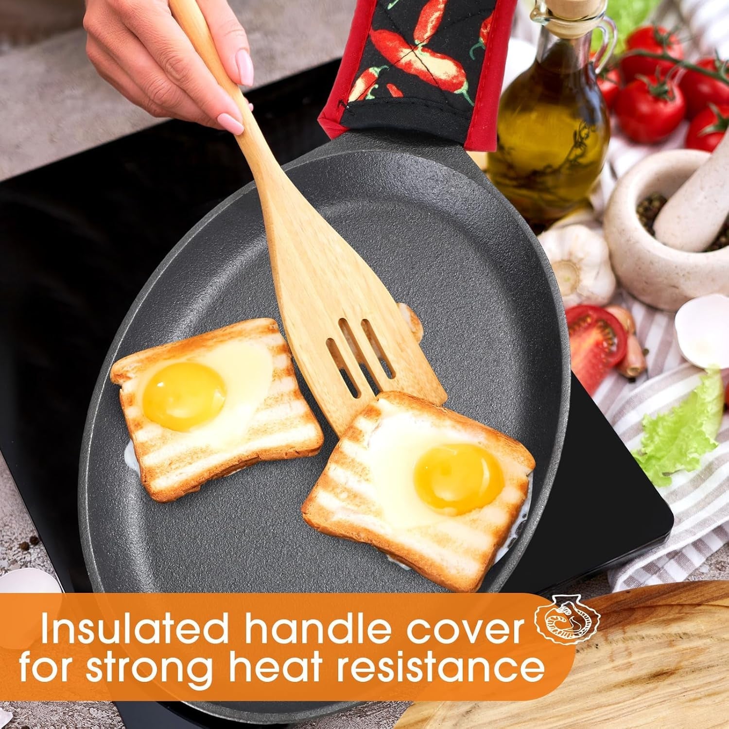 Lallisa 2 Sets Cast Iron Fajita Plate Set Fajita Plate Pan with Wooden Tray anti Scald Protection Hot Mitt Cast Iron Skillet Set for Home Barbecue Kitchen Party Restaurant Catering Service - Image 7