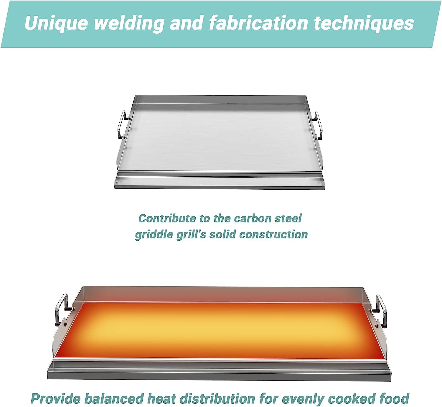 Universal Stainless Steel Griddle Plate with Even Heating Bracing for BBQ Charcoal/Gas Grills. 23 X 16 Rectangular Hibachi Flat Top Griddle for Indoor/Outdoor Cooking - Image 4