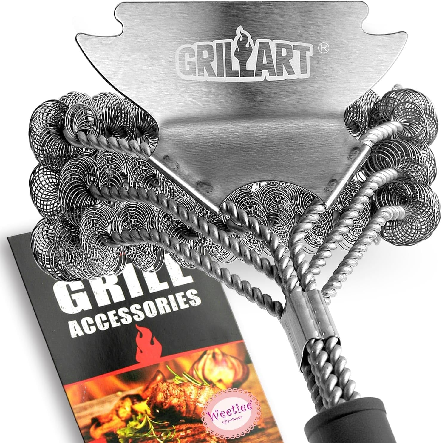 GRILLART Grill Brush and Scraper Bristle Free - Safe BBQ Brush for Grill -Stainless Grill Grate Cleaner - Safe Grill Accessories for Porcelain/Weber Gas/Charcoal Grill - Gifts for Grill Wizard/Men/Dad - Image 8