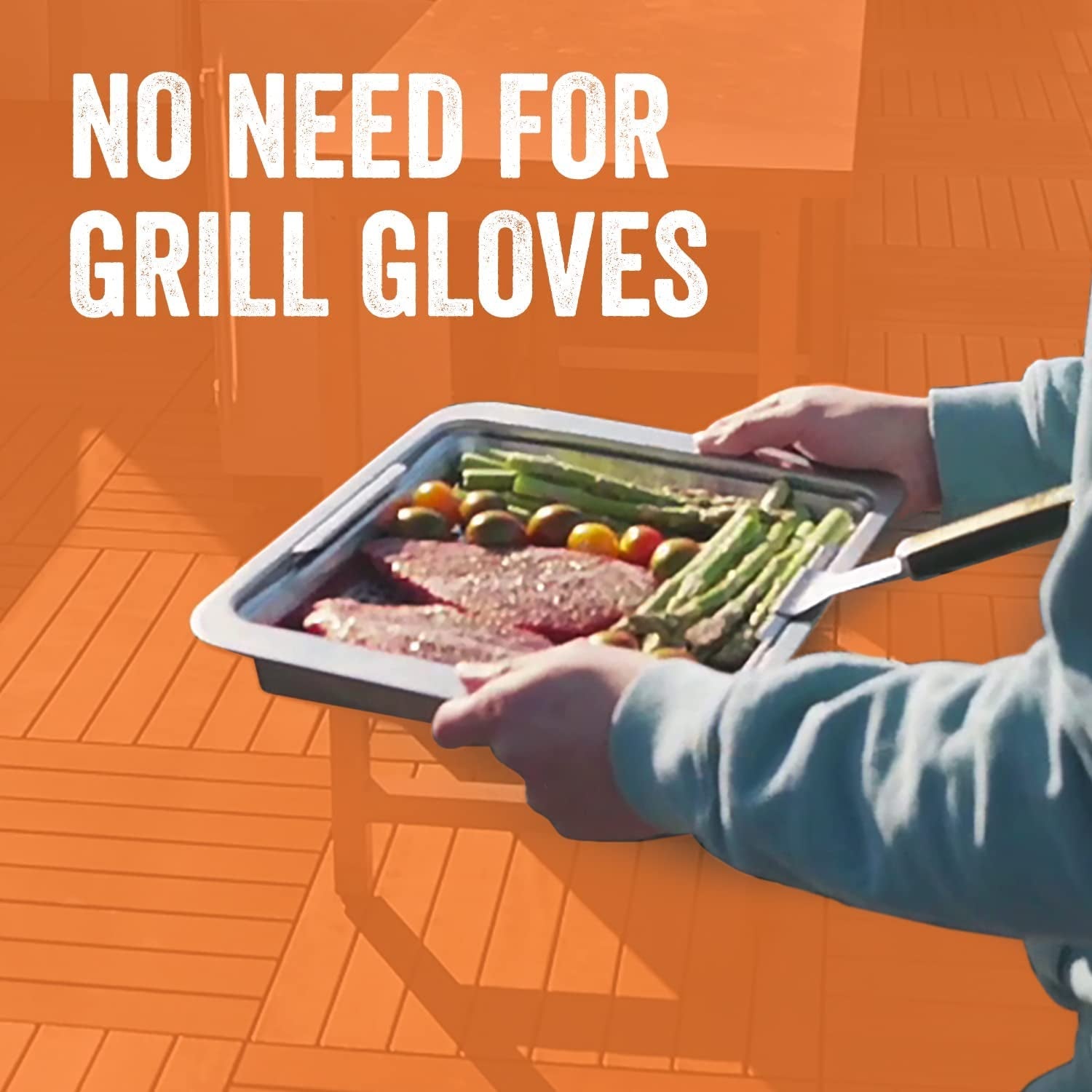 Yukon Glory™ BBQ 'N SERVE Wide Basket Set - BBQ Grill Basket - the Grilling Basket Includes a Serving Tray & Clip-On Handle - Perfect Grill Baskets for Outdoor Grill Vegetables or Fish Basket & Meat - Image 7