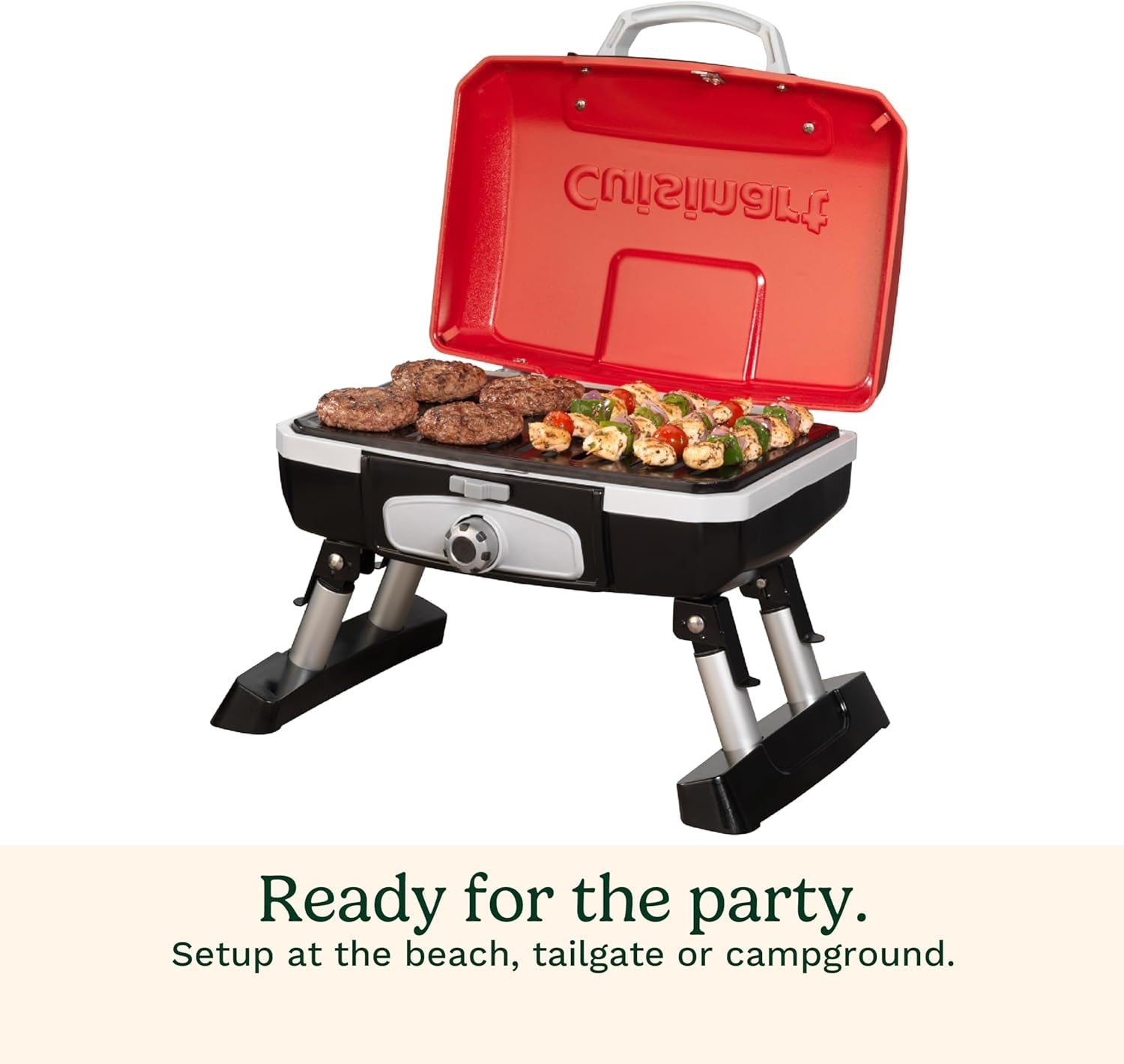 Cuisinart Petite Gourmet Portable Gas Grill. Compact & Lightweight Tabletop Small Grill for Bbqs. Camping. Tailgates & Small Spaces. 5.500 BTU Burner Folding with Carry Handles. Red - Image 3