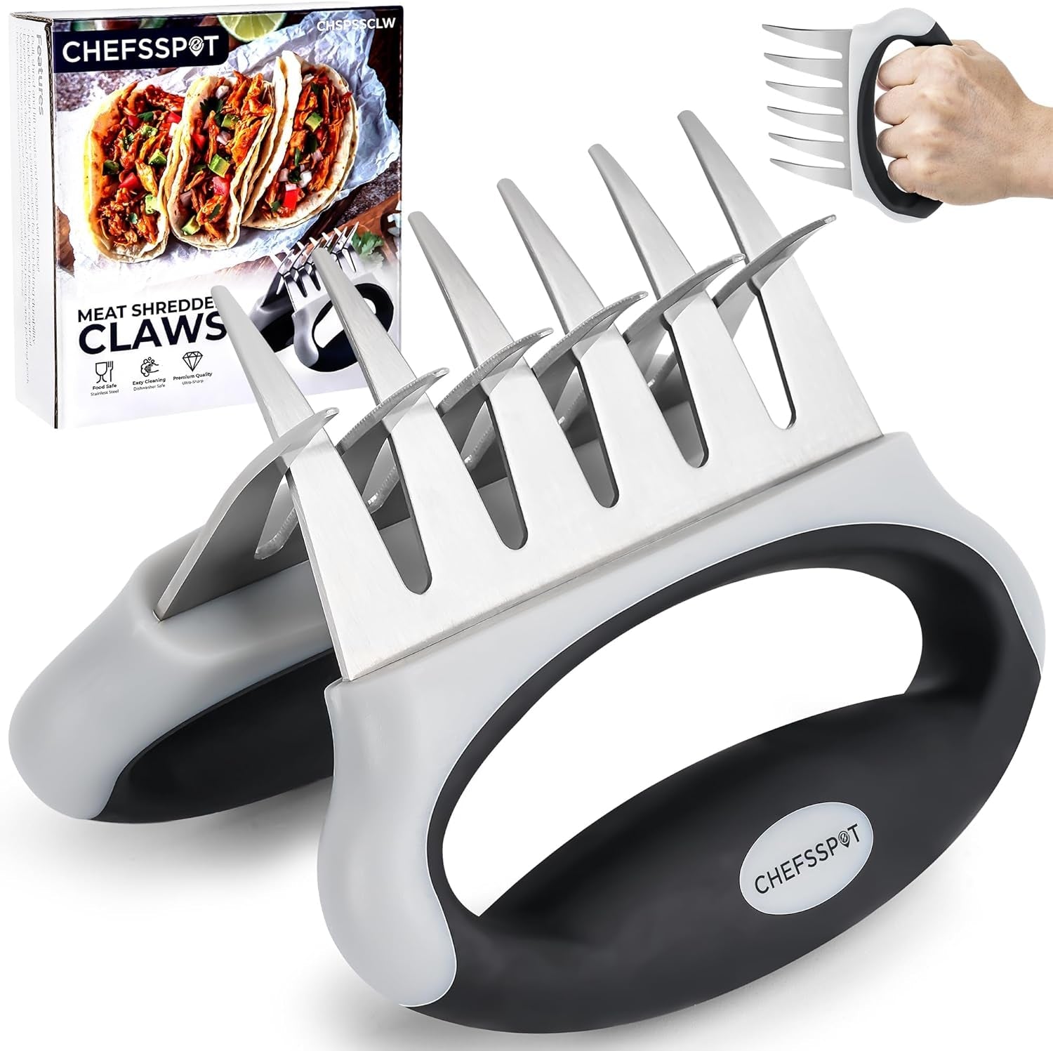 Meat Shredder Claws with Ultra-Sharp Blades for Shredding Meat. Lift. Handle. and Cut - CHEFSSPOT Chicken Shredder Turkey Lifters - Heat Resistant Grill Accessories -BBQ Grilling Gifts for Men & Women
