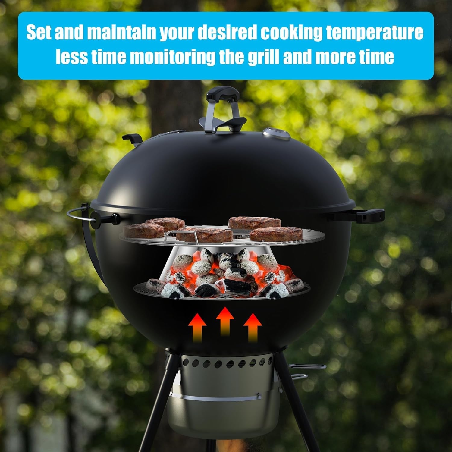 Charcoal Heat Controller for Most Weber 22'' Kettle Charcoal Grill.Bbq Whirlpool for Nexgrill Charbroil 22 in Kettle XL Kamado/Big Green Egg.Stainless Steel BBQ Charcoal Grill Accessories - Image 4