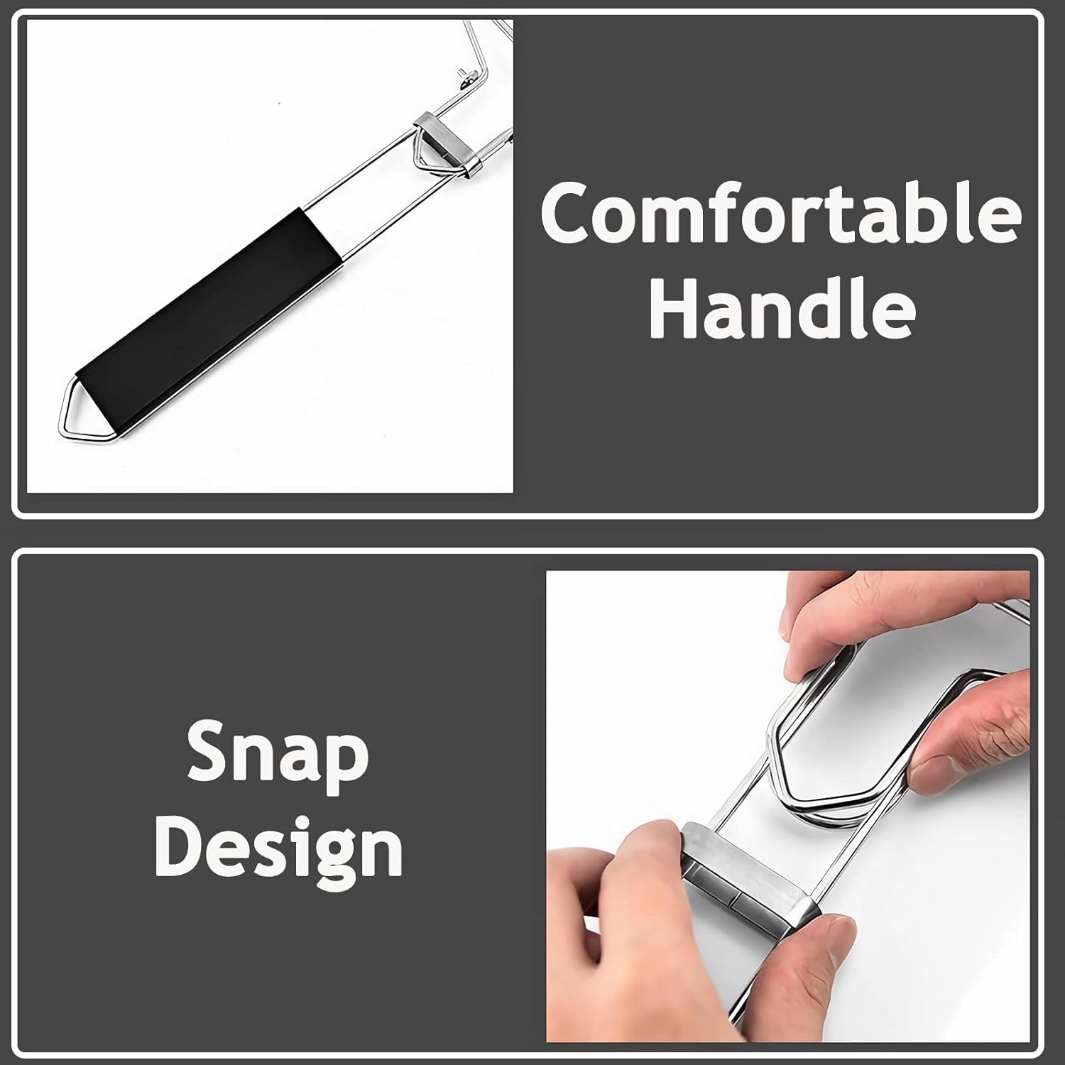 Grill Basket. Stainless Steel Barbecue Basket with Foldable Handle. Portable Outdoor/Camping Grilling Accessories. Grill Vegetable Basket for Garden. Outdoor. Camping - Image 5