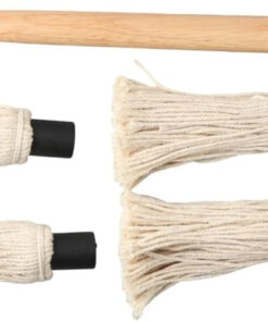 Wooden Long Handle BBQ Basting Mop with 4 Extra Replacement Heads. Barbecue Supplies Grill Basting Mop for BBQ Grilling Smoking Steak