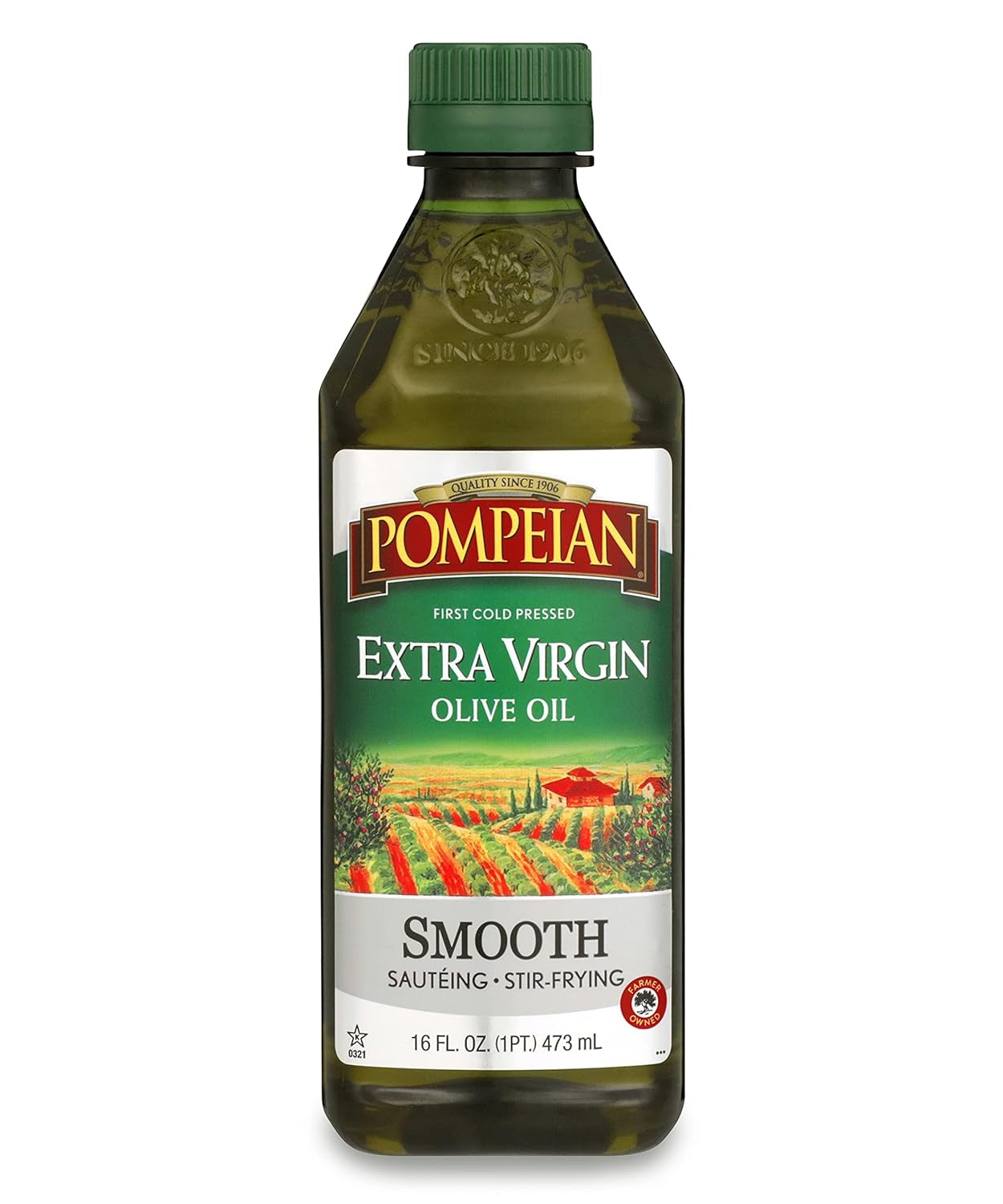 Pompeian Smooth Extra Virgin Olive Oil. Contains Polyphenols. First Cold Pressed. Mild and Delicate Flavor. Perfect for Sauteing & Stir-Frying. Naturally Gluten-Free. Non-Gmo. 16 FL Oz. Single Bottle - Image 9
