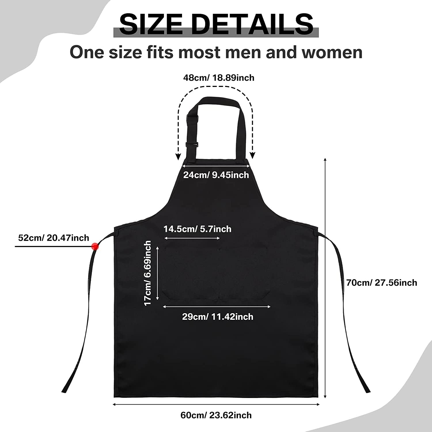 24 Pack Adjustable Bib Apron with 2 Pockets Cooking Kitchen Aprons Black Chef Apron Water Oil Stain Resistant BBQ Work Apron for Women Men Drawing Crafting Outdoors Smock - Image 2