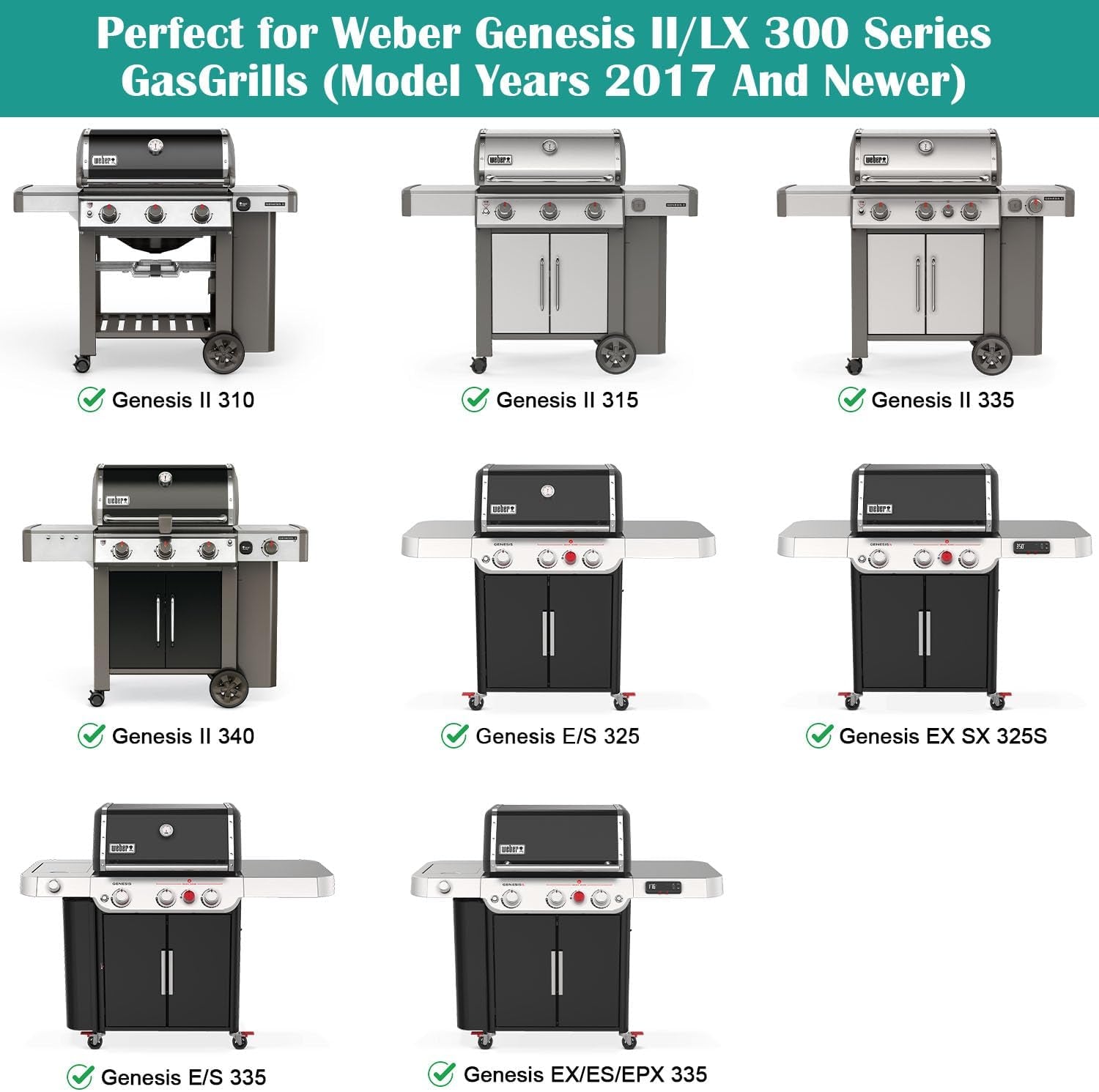 Cooking Griddle Inserts & Grate for Weber Genesis II 300 Series Grill. Flat Top Grill Griddle for Weber Genesis II E-310/315/325/330/335 S-310/335 and More. Replace for Weber 6788 Full-Size Griddle - Image 5