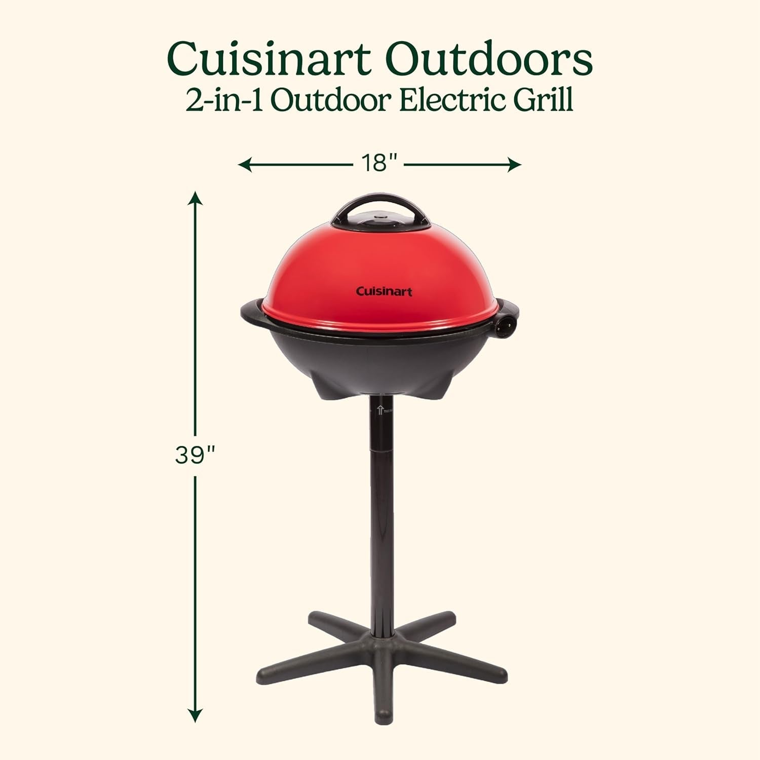 Cuisinart Indoor/Outdoor Electric Grill. 2-In-1 Portable BBQ with Non-Stick Cooking Surface. Electric Grill Outdoor with Adjustable Heat. Stand/Tabletop Options for Cookouts. Barbecues. Small Spaces - Image 2