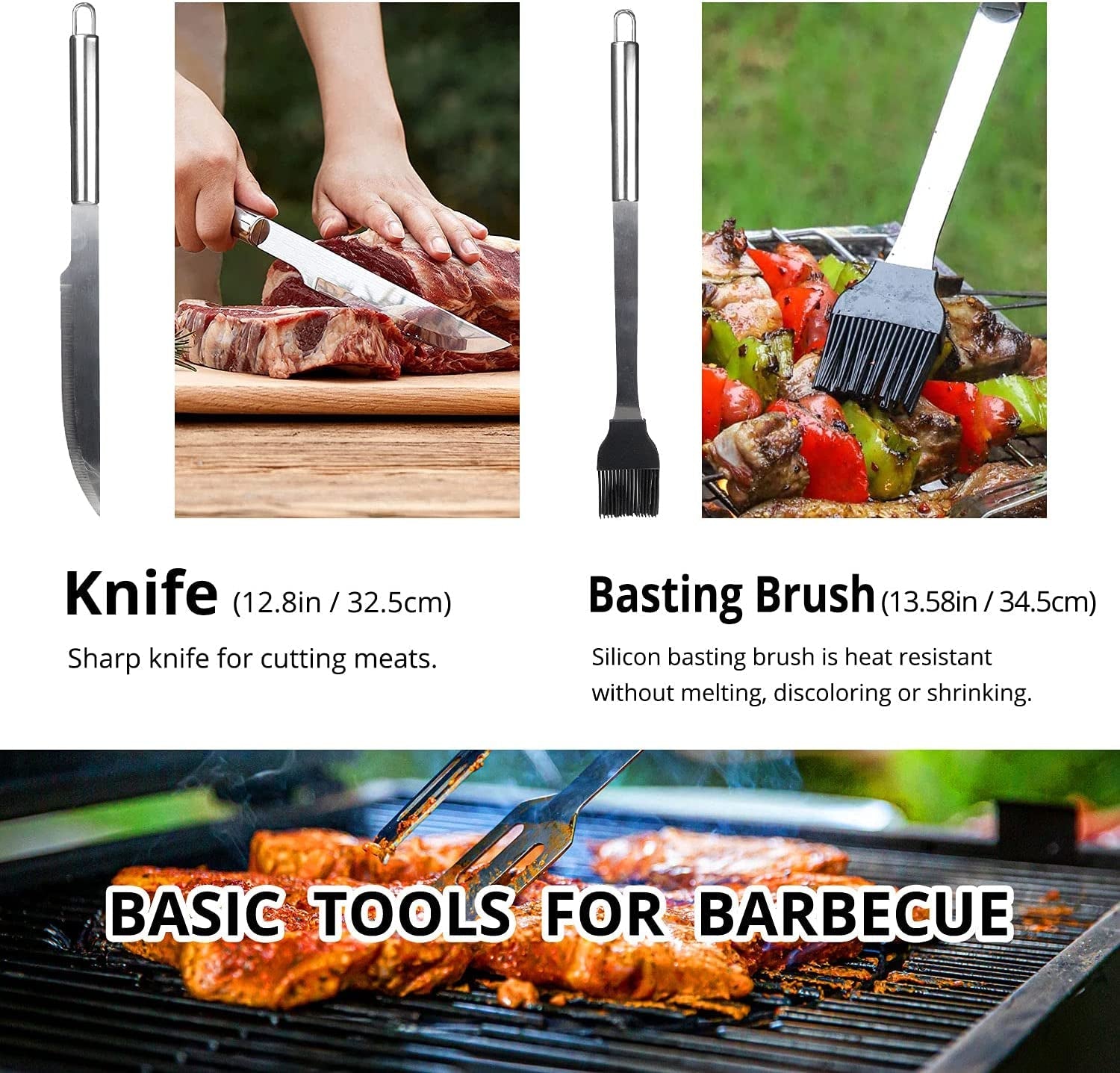 BBQ Utensil Set Stainless Steel Professional Barbecue Accessories Grill Tool with Bag Easy to Carry (9) - Image 4