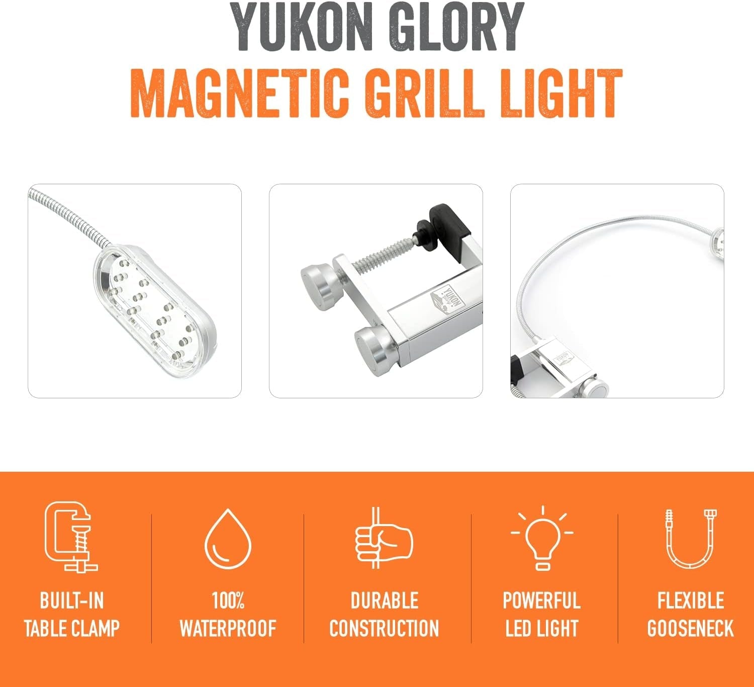 ™ Bright and Durable Magnetic LED Grill Light for Grilling and BBQ. Attaches Magnetically or with Built in Clamp. Long Flexible Gooseneck. Perfect for Blackstone Grills - Image 3