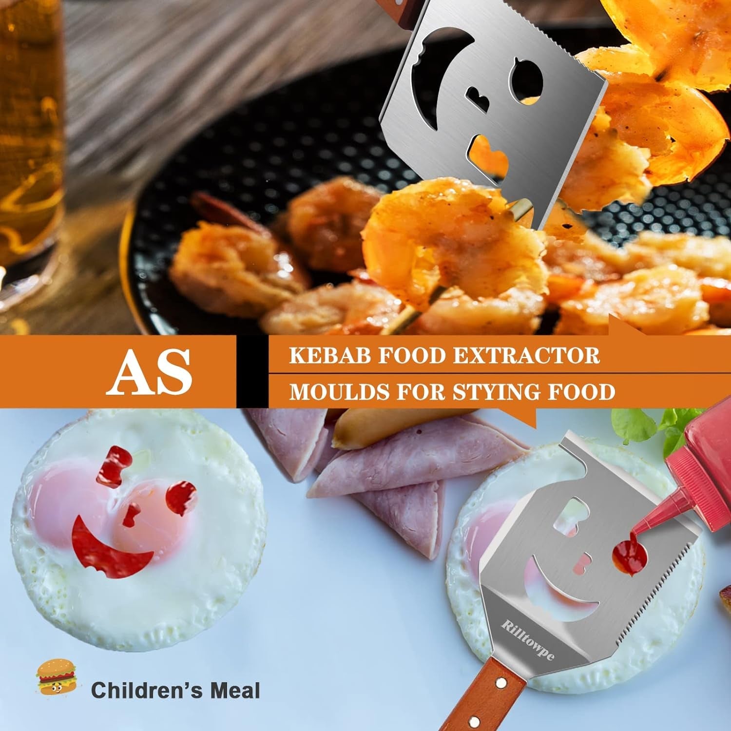 Rilltowpe BBQ Spatula. Outdoor BBQ BBQ Spatula. Wooden Handle Stainless Steel BBQ Spatula. Outdoor BBQ Accessories. Unique BBQ Gifts. - Image 5