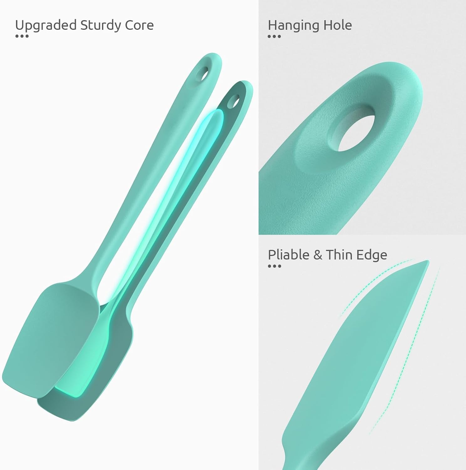 U-Taste Silicone Spatula Set with 600 Degrees Fahrenheit Heat Resistant (Teal/Aqua Sky) - Image 6