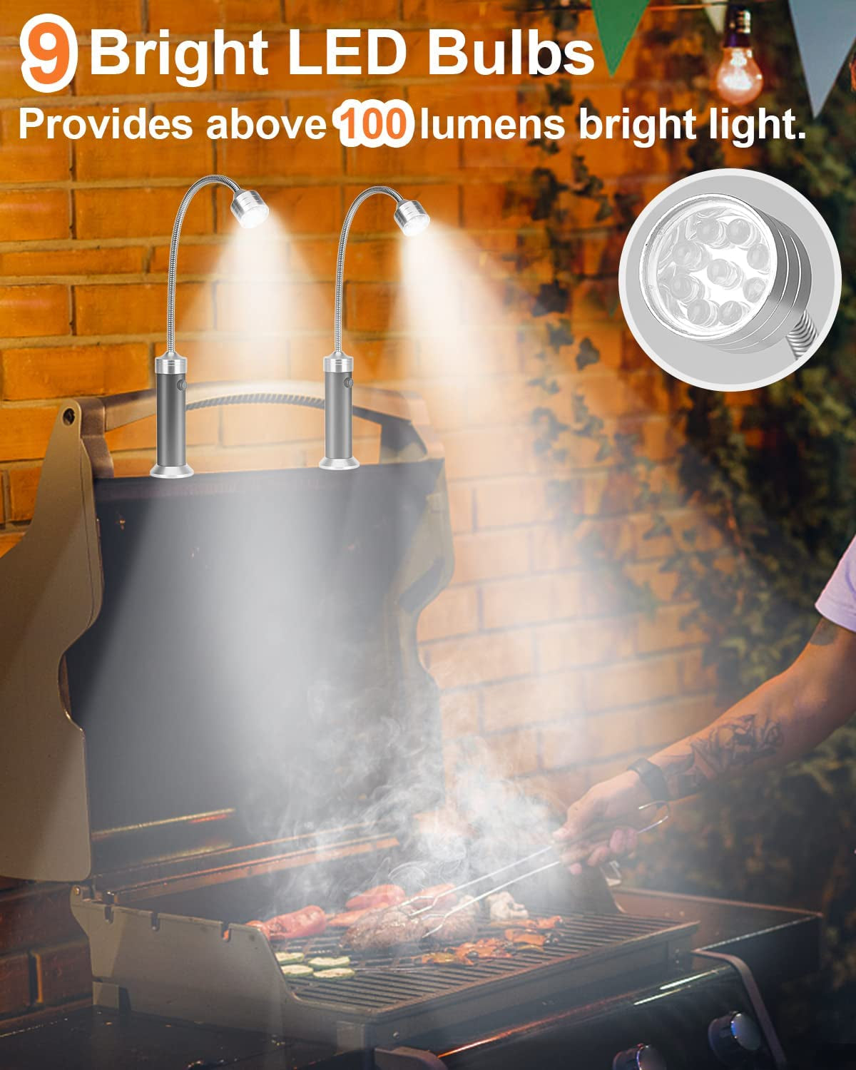 Grill Light BBQ Grilling Accessories: Unique Christmas Gifts for Men Dads Husbands Grandpas. Cool Gadgets Tools Grilliing Barbecue Supplies Stocking Stuffers. Bright Magnetic LED BBQ Lights. 2 Pack - Image 6