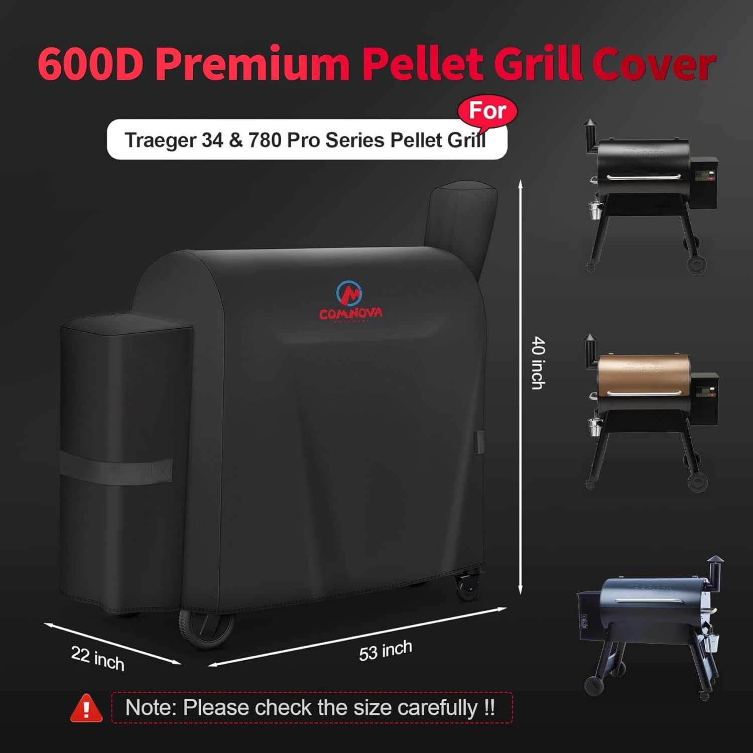 Grill Cover for Traeger Pro 34 & 780 Series - 600D Wood Pellet Smoker Cover for Traeger Waterproof & Heavy Duty. Premium Pellet BBQ Cover for Traeger Pro 34. Pro 780. Texas. Z Grills and More - Image 2