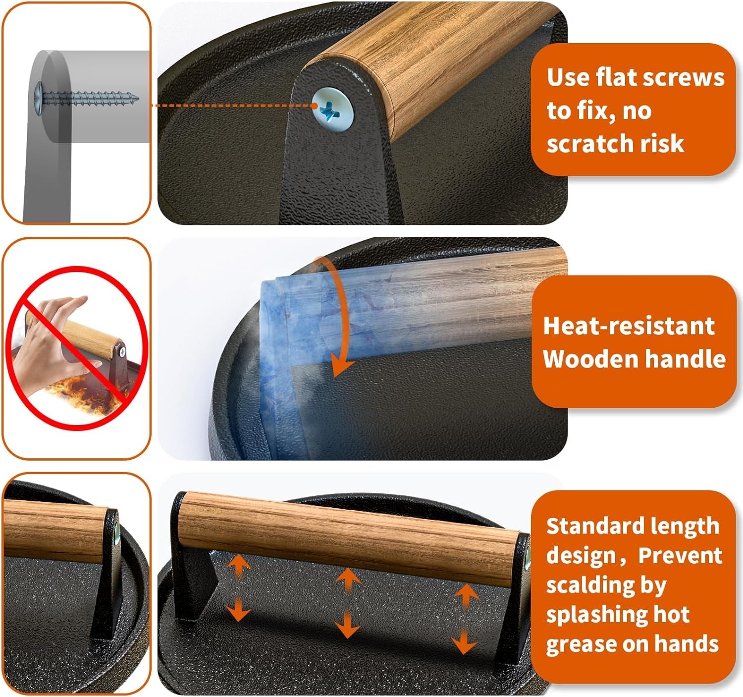 AIKKIL Burger Press. 7.08 round Heavy-Duty Cast Iron Smash Burger Press Meat Steak with Wood Handle for Blackstone. Blackstone Griddle Accessories for Sandwiches. Paninis(Round) - Image 4