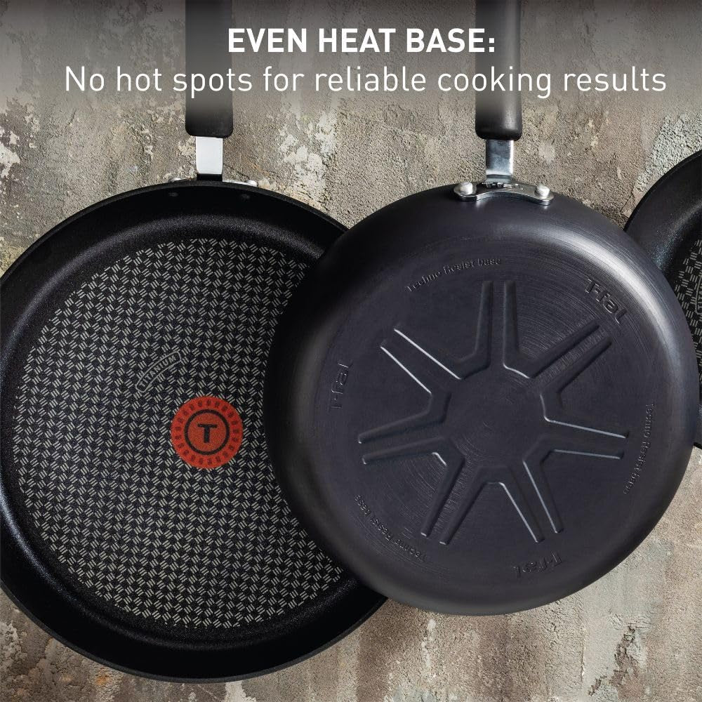 T-Fal Ultimate Hard Anodized Nonstick Cookware Set 17 Piece. Oven Broiler Safe 400F. Lid Safe 350F. Kitchen Cooking Set W/Fry Pans. Saucepans. Saute Pan. Griddle. Pots and Pans. Dishwasher Safe Black - Image 7