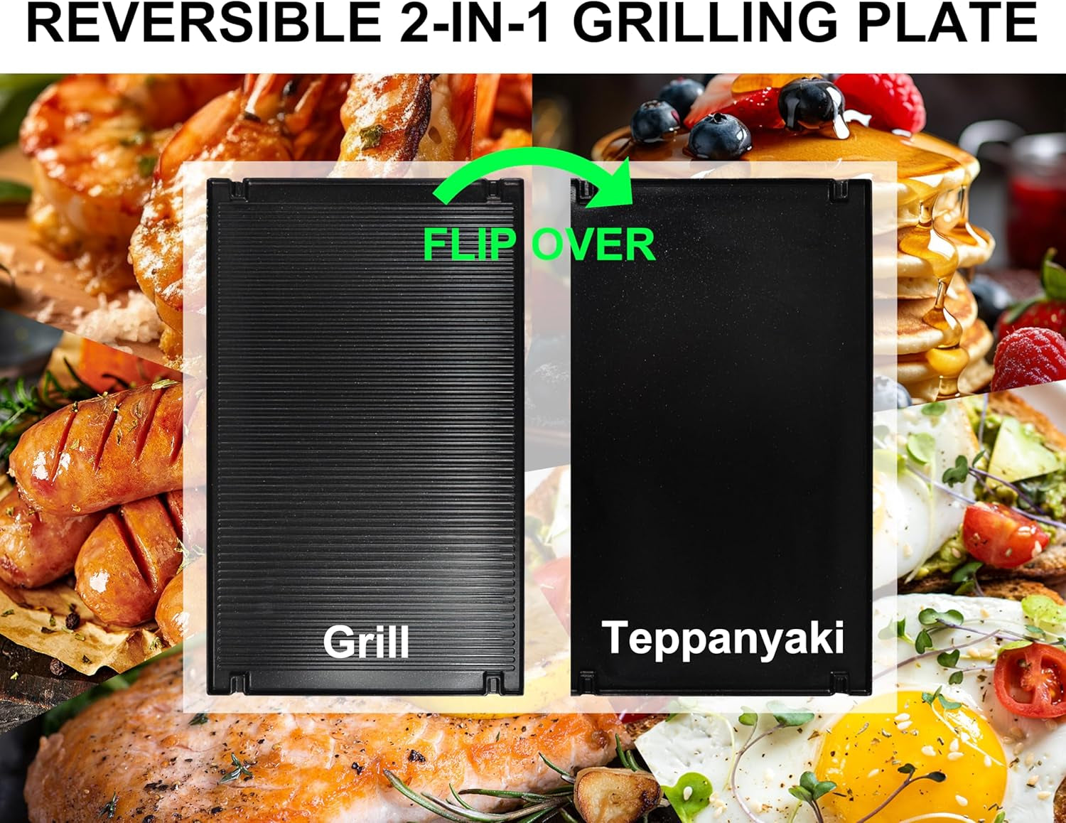 TAMARIT Raclette Table Grill for 8. 2 in 1 Raclette Grill Small Swiss Style Raclette Pfas-No Nonstick Reversible Grill/Griddle Plate Adjustable Temperature Control 1300 W. 8 Raclette Cheese Pans Black - Image 3