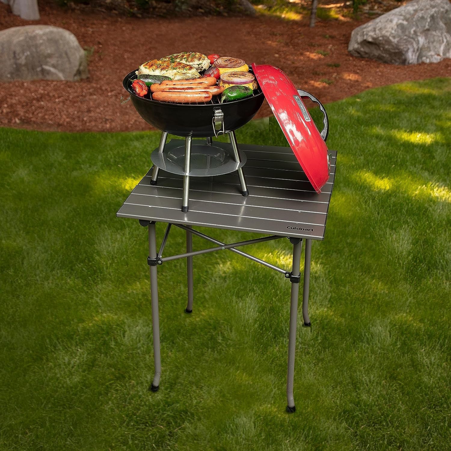CCG190RB Inch BBQ. 14 X 14 X 15. Portable Charcoal Grill. 14 (Red) - Image 6