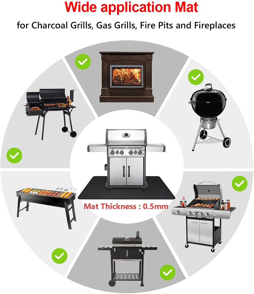 63 X 36'' XXL under Grill Mats for Outdoor Grill Deck Patio Protector. Easy to Clean Fireproof Double-Sided Oil Proof Heat Resistant BBQ Mat. Floor Fireplace Fire Pit Pads Mat (63X36 Inch) - Image 4