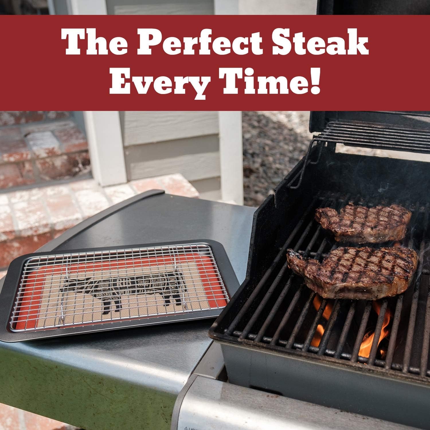 Meat Resting Pan - with Wire Rack and Silicone Baking Mat - Dishwasher and Oven Safe Stainless Steel. for Cooking and Cooling Steak. BBQ. Bacon. & More - Image 5