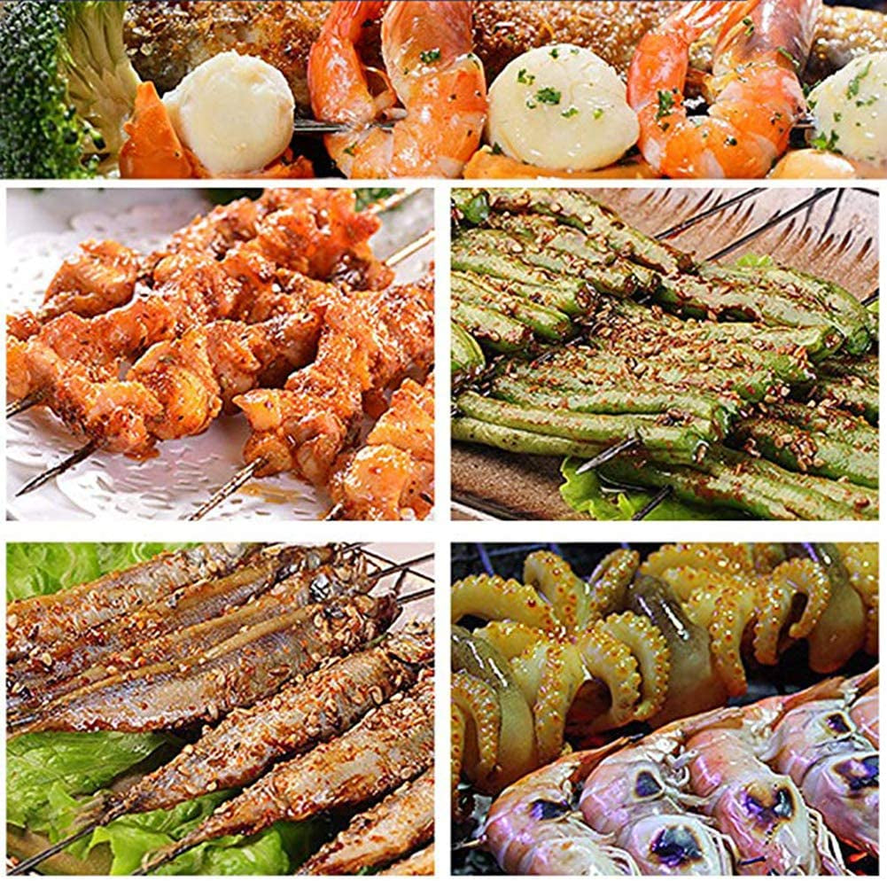 Bigotters Barbecue Skewers. 100PCS Skewers for Grilling Stainless Steel Skewers BBQ Needle Sticks Metal Skewers for Meat Shrimp Chicken Vegetable Outdoor Cooking - Image 7