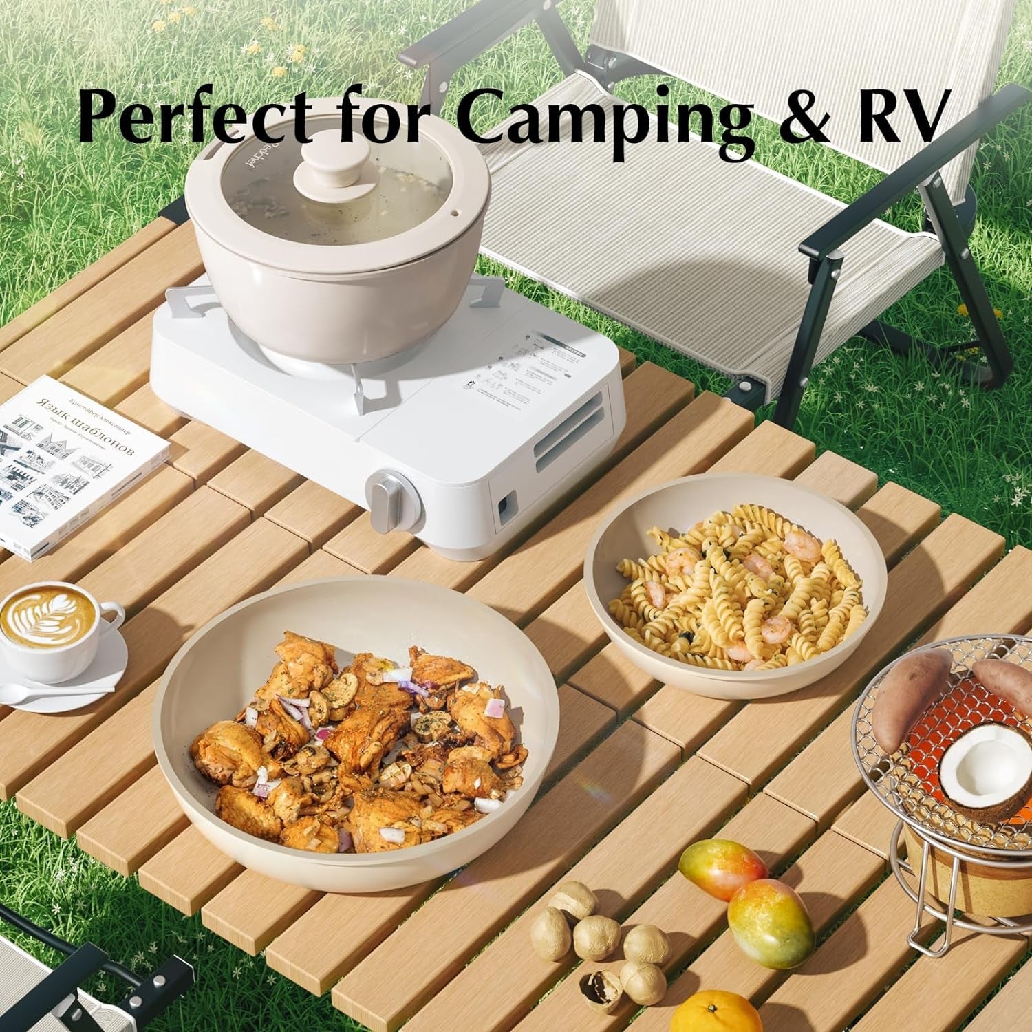 Redchef Ceramic Pots and Pans Set Non Stick. Nonstick Kitchen Cookware Sets. Non Toxic Pots and Pans Set Non Stick. PFAS PFOA & PTFE Free. Detachable Handle Pots and Pans 5 Piece. RV Cookware - Image 6