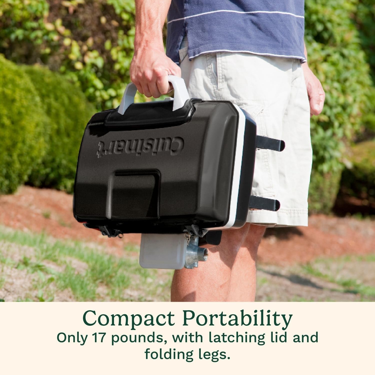 Cuisinart Petite Gourmet Portable Gas Grill. Compact & Lightweight Tabletop Small Grill for Bbqs. Camping. Tailgates & Small Spaces. 5.500 BTU Burner Folding with Carry Handles. Black - Image 5