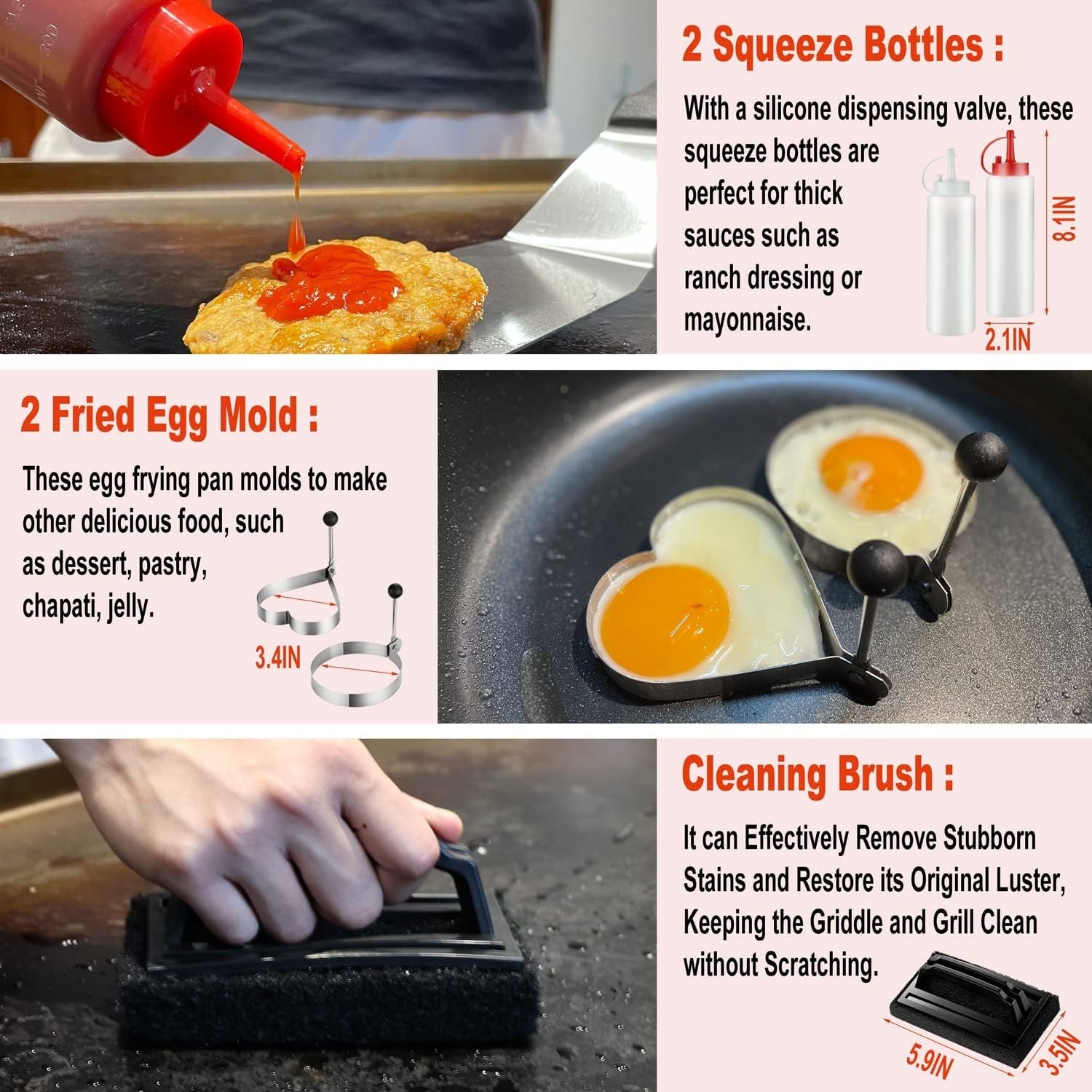 38PC Flat Top Grill Griddle Accessories Set - Must Have for Your Outdoor Griddle with Professional Griddle Spatula. Cleaning Kit. Grill Basting Cover - Ideal Griddle Gift for Men Women - Image 6