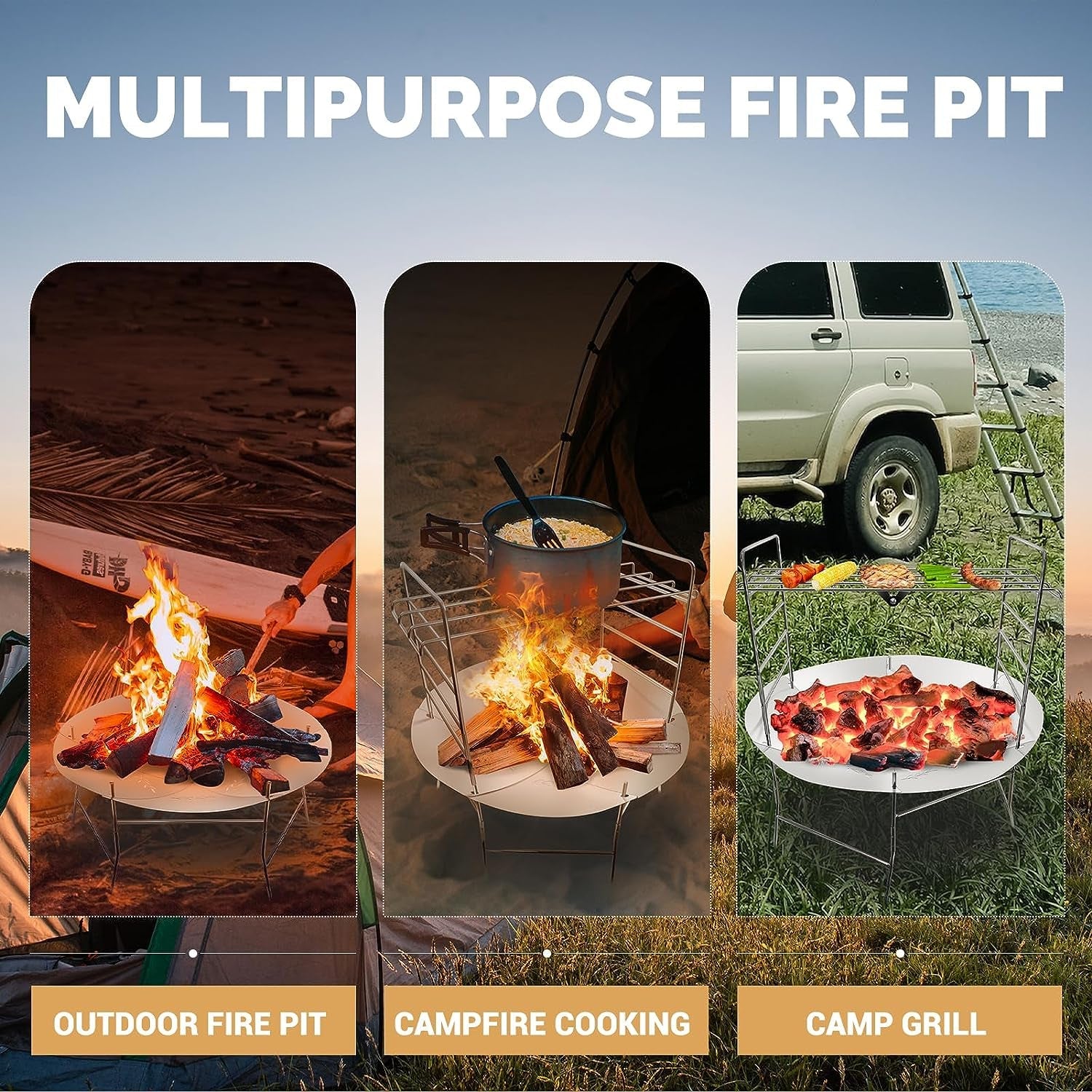 Actdoer Camping Fire Pit 17 Inch - 304 Stainless Steel Portable Fire Pit with Storage Bag for Outdoor Wood Burning. Camping. Backpacking. Outdoor Heating - Image 2