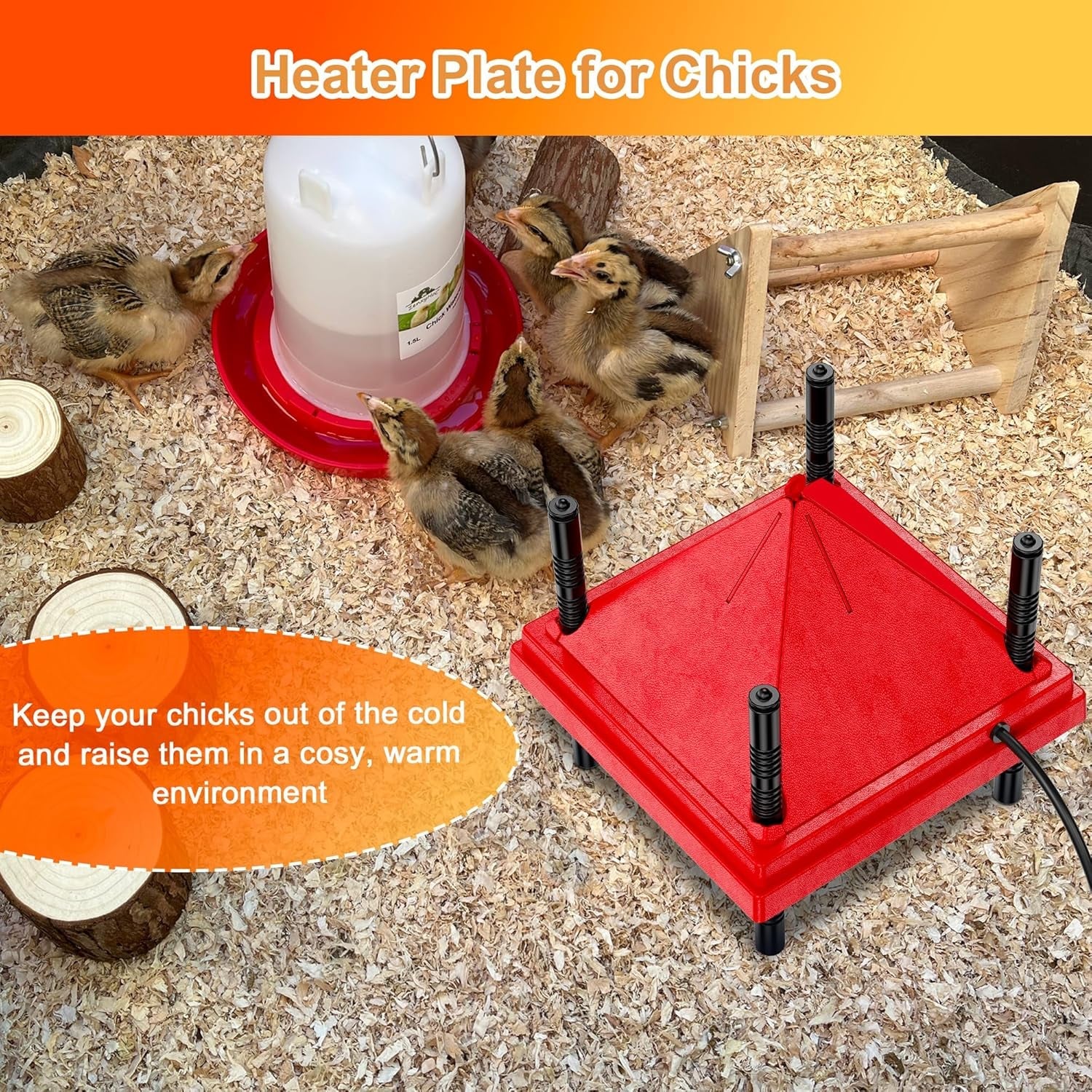 Brooder Plate for Chicks. 10 X 10 Chick Brooder Heater with Anti-Roost Cone Red - Image 2