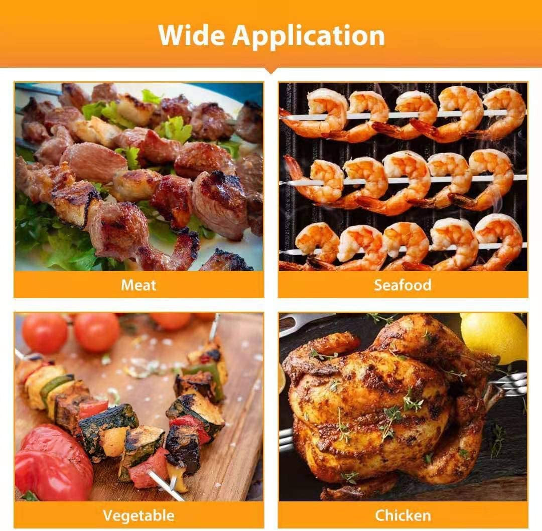 Kabob Skewers. AIDOIT 40 PCS 15.2 Inch Flat Metal BBQ Barbecue Skewer Stainless Steel Shish Kebob Sticks Wide Reusable Grilling Skewers Set for Meat Shrimp Chicken Vegetable - Image 6