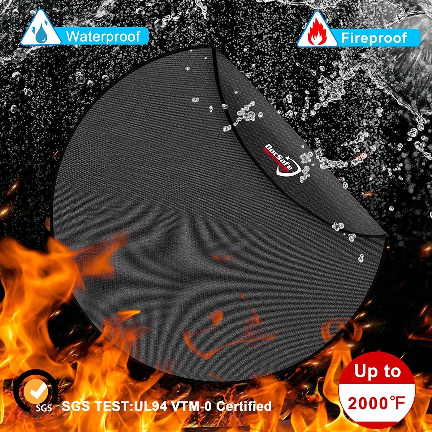 48 round Fire Pit Mat. 4-Layer under Grill Mat Deck Patio Protect Mat.Fireproof Mat/Pad for Grass Outdoor Wood Burning Fire Pit and BBQ Smoker.Portable Reusable and Waterproof.Black - Image 5