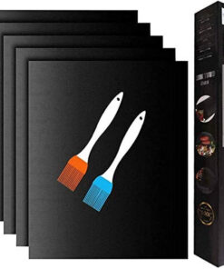 YRYM HT Grill Mats for Outdoor Grill -Set of 5 Nonstick BBQ Grill Mat 15.75 X 13. Reusable & Heavy Duty under Grill Mat. Easy to Clean. Works for Gas. Charcoal. Electric Grill