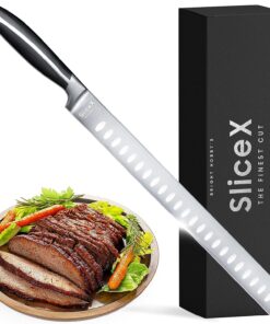 Slicex Classic Brisket Slicing Knife - Razor Sharp 12 Carving Knife for Meat - Premium German Steel Meat Carving Knife Full Tang - Slicing Knife for Meat Cutting. Meat Slicing Knife - Great Dad Gift