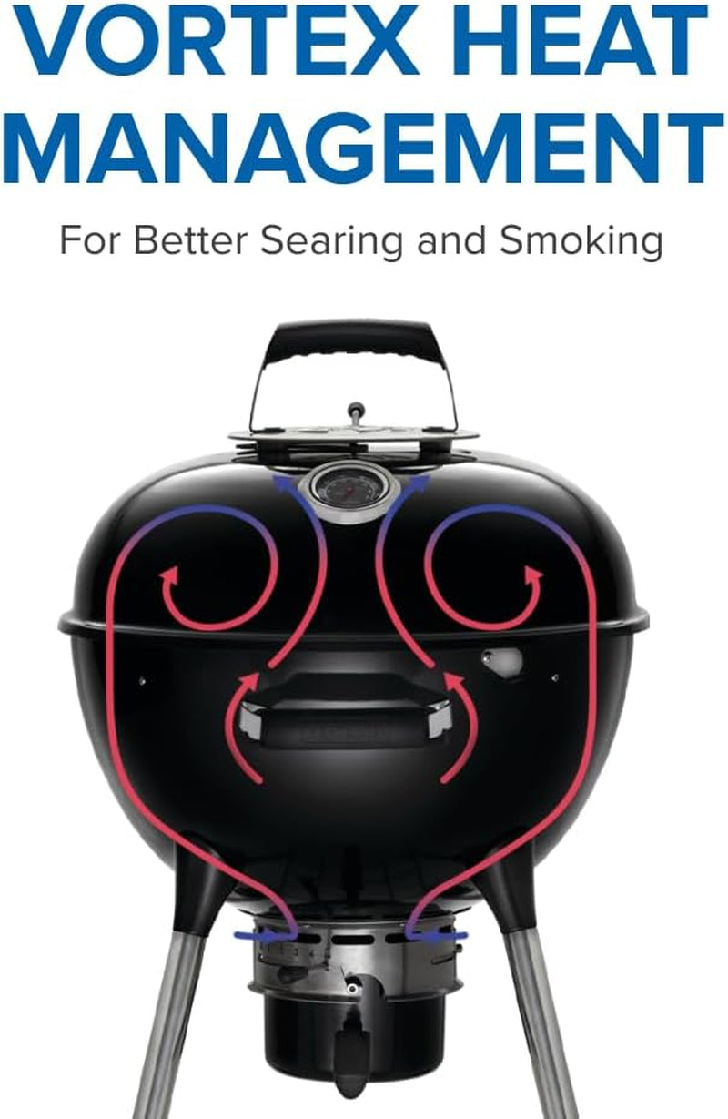 Napoleon NK18 Premium Charcoal Kettle Grill. Black. Porcelain-Enameled Lid and Bowl. Chrome-Plated Cooking Grid - Image 7