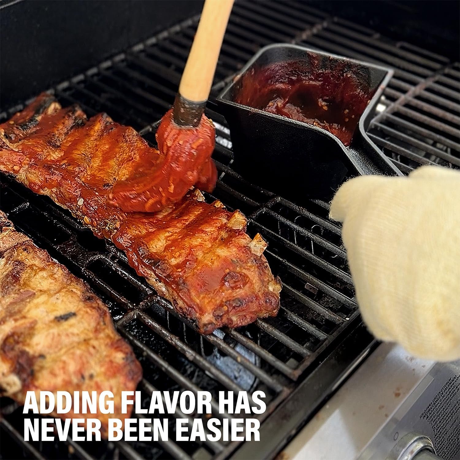 Cast Iron Basting Pot and BBQ Mop Brush - BBQ Basting Set with Saucepan and Brush for Meat Smoker. Grill and Stove - BBQ Meat Smoker Accessories Gift for Men. 24 Oz - Image 6