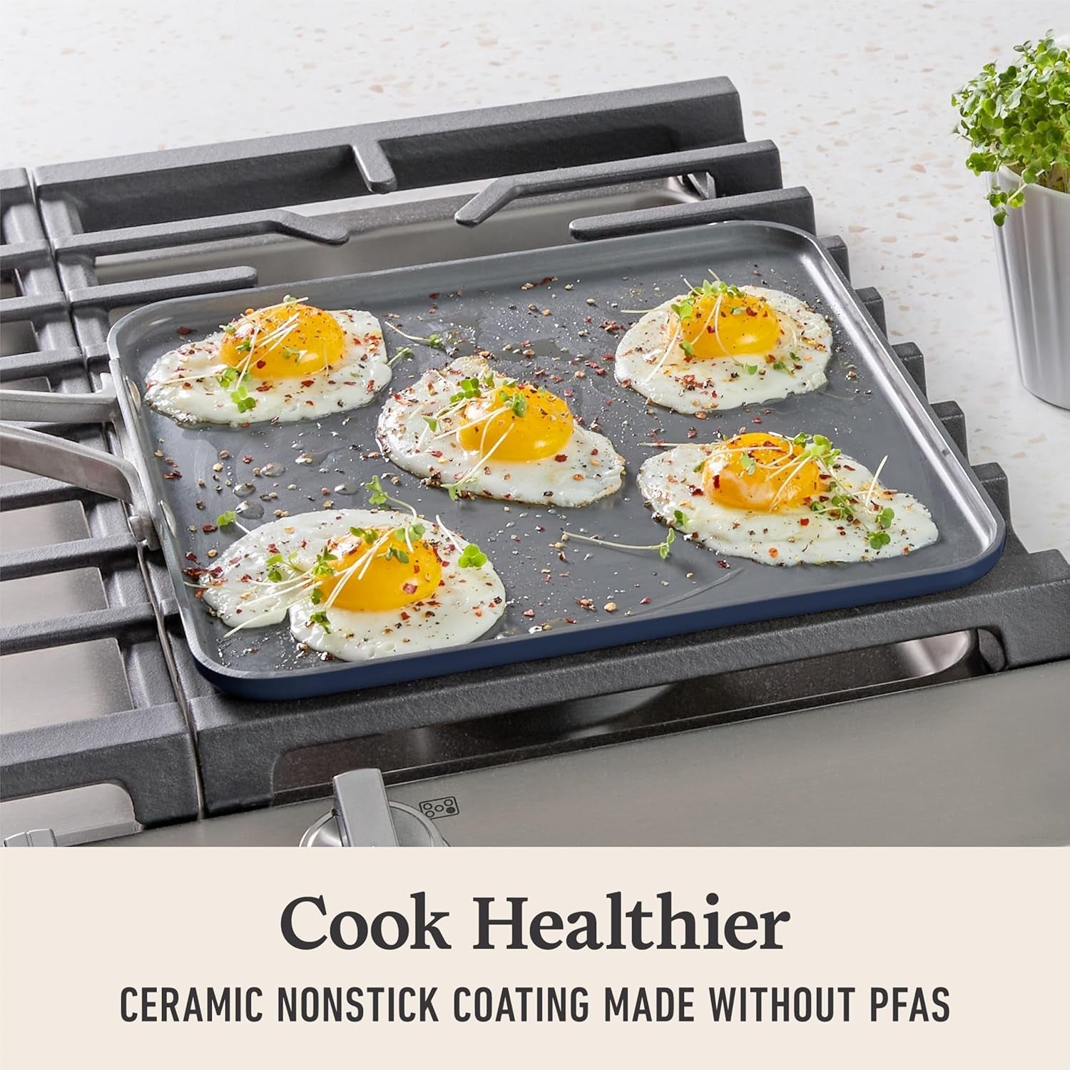 Calphalon® Premier Ceramic Nonstick 11 Square Griddle. Midnight Blue - Image 4