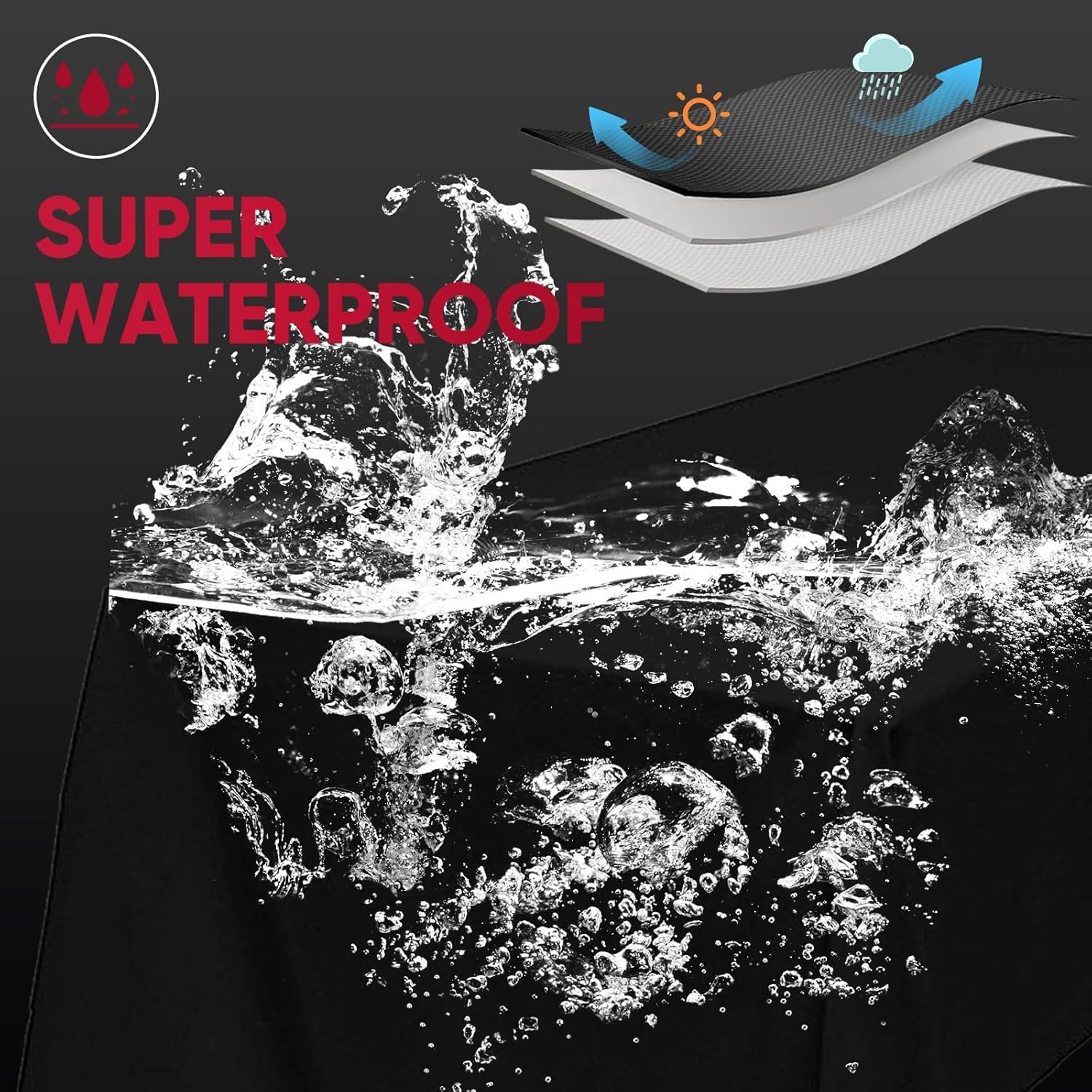 Round BBQ Grill Cover. 26Inch Heavy Duty Durable Waterproof Rip Resistant UV Resistant Charcoal Kettle Grill Cover. Dia33 X38 H. Black - Image 4