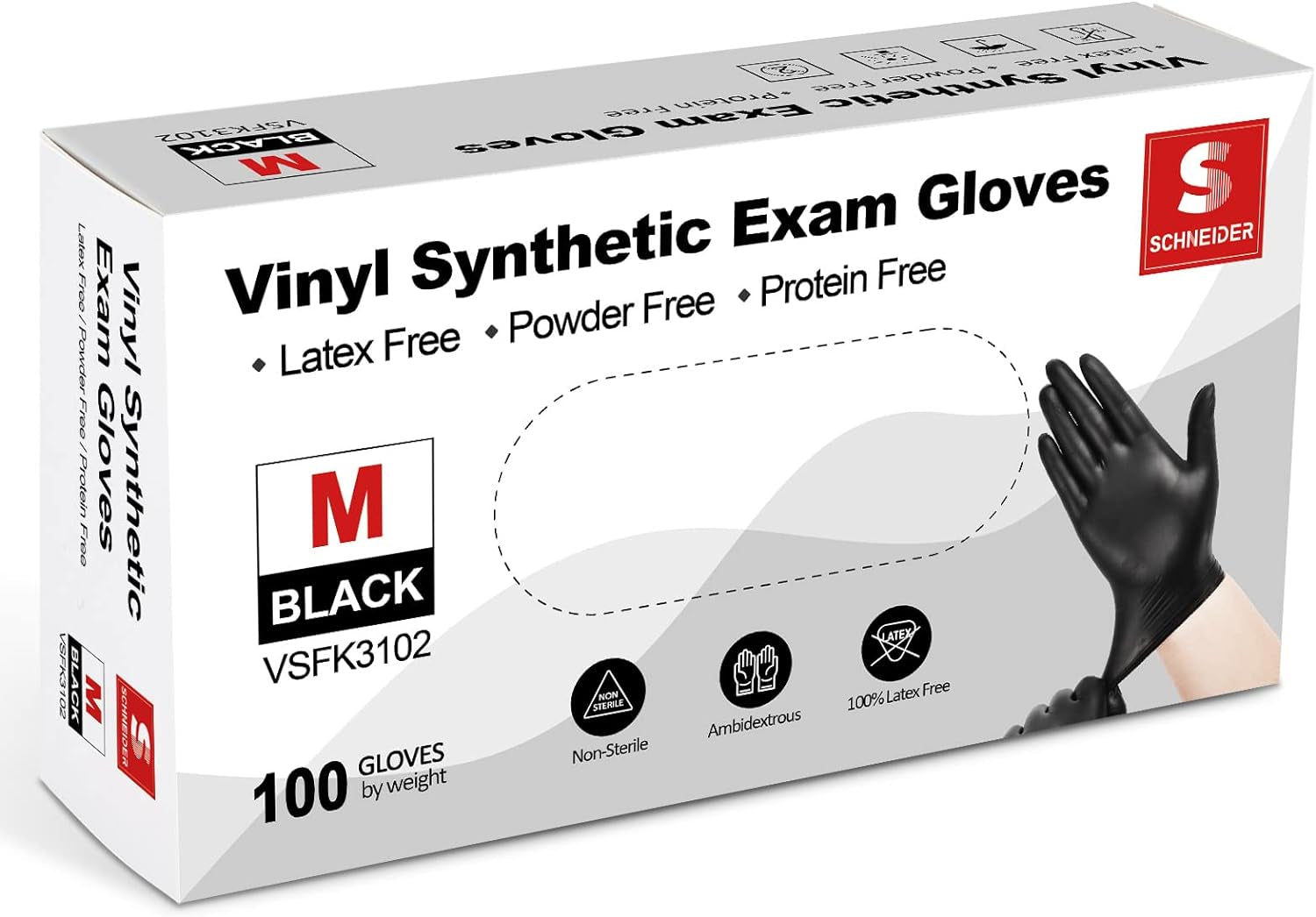 Black Vinyl Exam Gloves. 4 Mil. Disposable Latex-Free Plastic Gloves for Medical. Cooking & Cleaning. 100-Ct Box - Image 2