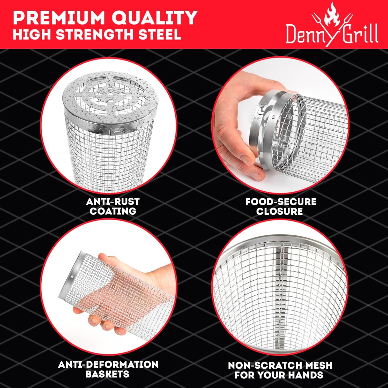 Baskets for Outdoor (2PCS. 2024 Upgraded) - Rolling Grilling Barbecue 360 Cylinder Accessories for Cooking Vegetables Fish Meat BBQ Outdoor - 304 Stainless Steel Basket Cool Thing for Gift for Men and Camping - Image 5