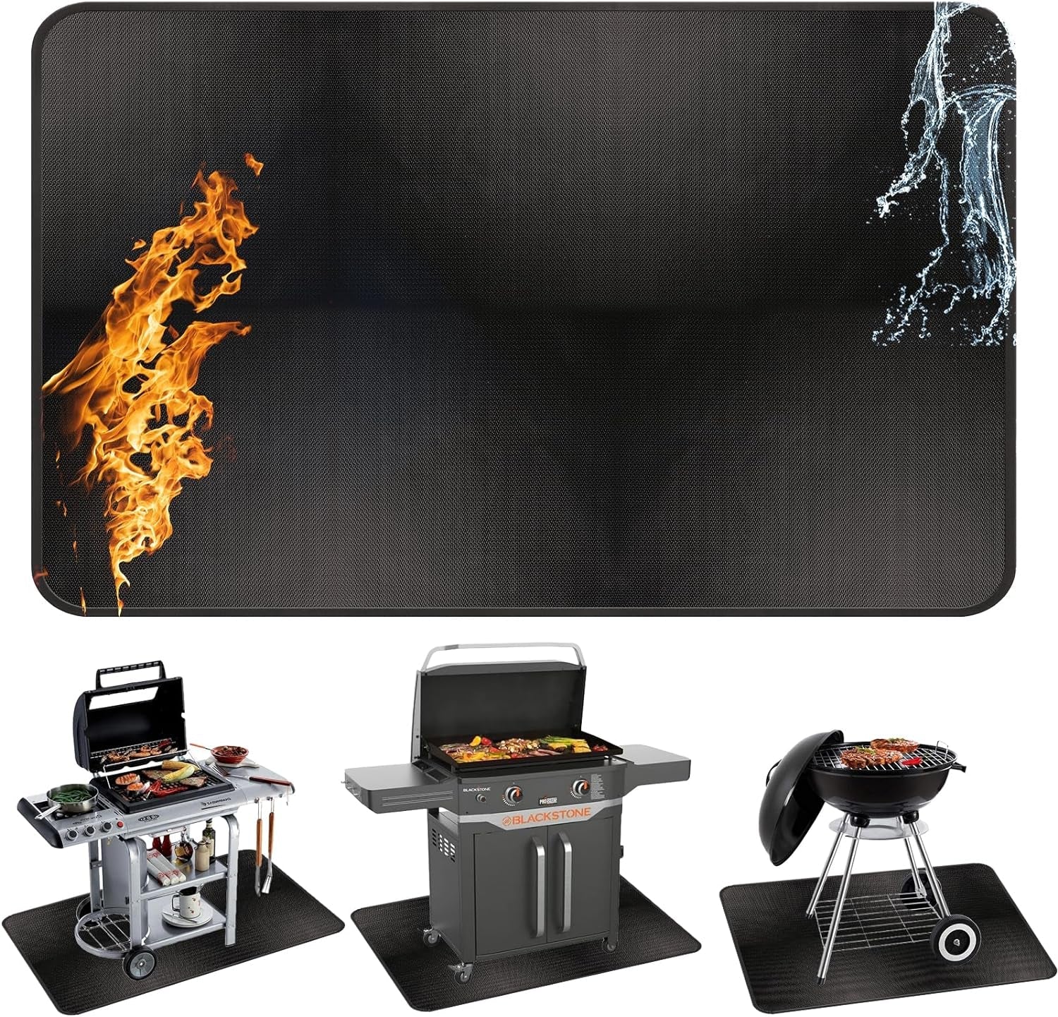 48 X 30 Inch under Grill Mats for Outdoor Grill Fireproof Grill Pad for Fire Pit Grill Deck Patio Protector BBQ Mat Indoor Fireplace Mat Fire Pit Mat Water Resistant & Oil Proof Pad