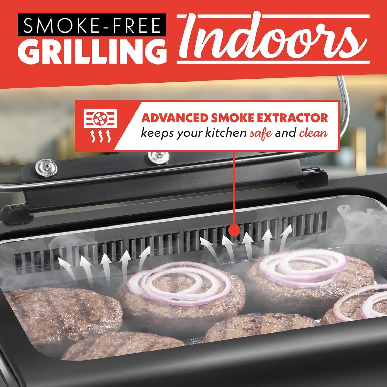 Gourmia Smokeless Indoor Grill & Air Fryer Raclette Grill with Smoke Extracting Technology for Indoor Grill Extra-Large Nonstick Cooking Electric Grill Indoor Korean BBQ Style 6 Quart Foodstation™ - Image 3