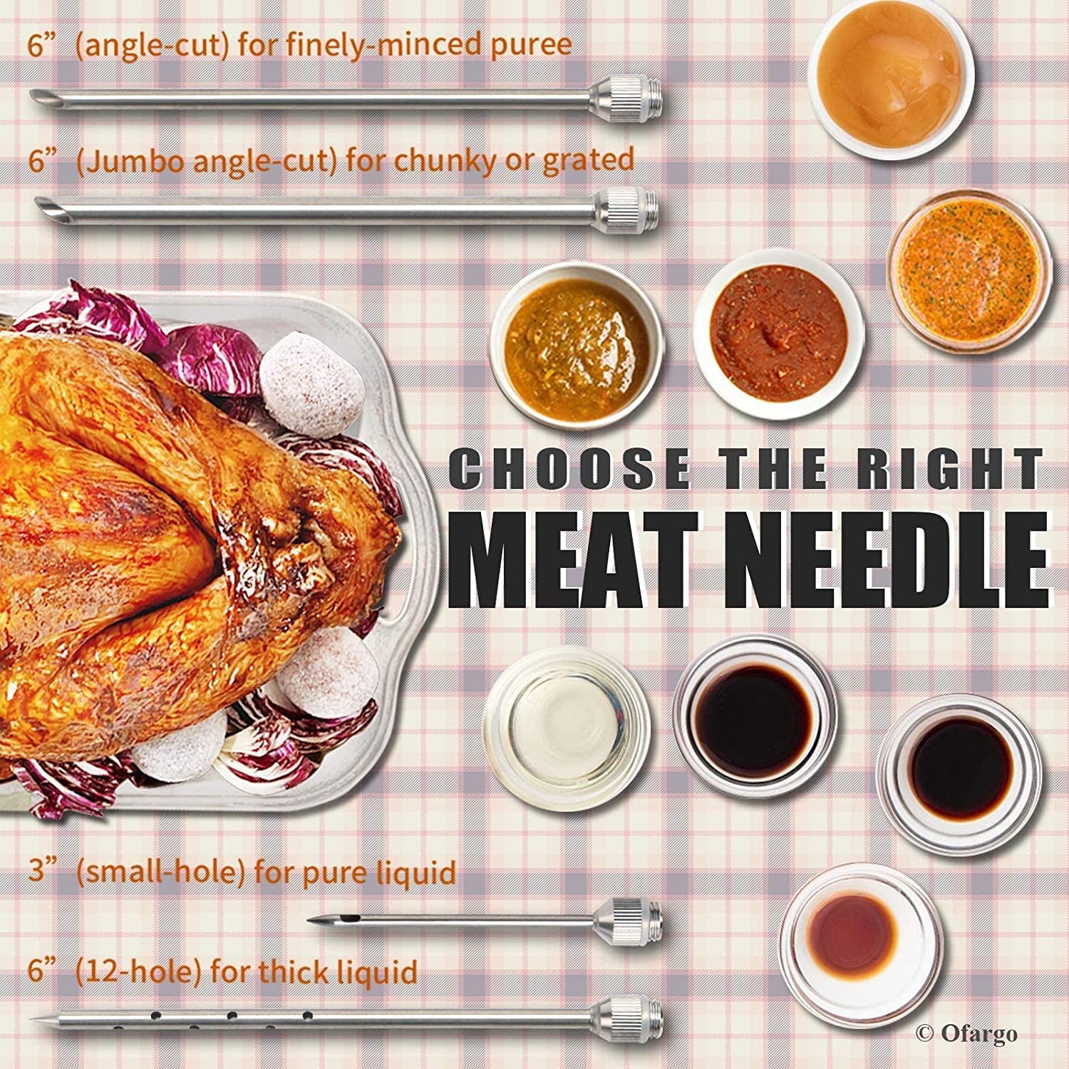 Ofargo 304-Stainless Steel Meat Injector Syringe Kit with 4 Marinade Needles for BBQ Grill Smoker. 2-Oz Large Capacity. Both Paper User Manual and E-Book Recipe - Image 4