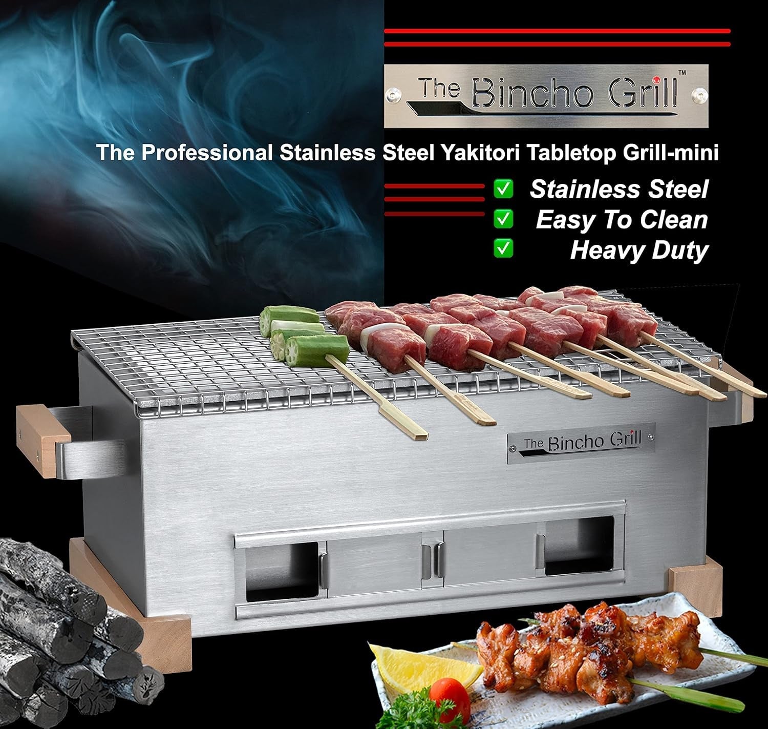 MG-168 Yakitori Tabletop Charcoal Griller-Mini Japanese Style Hibachi - Image 7