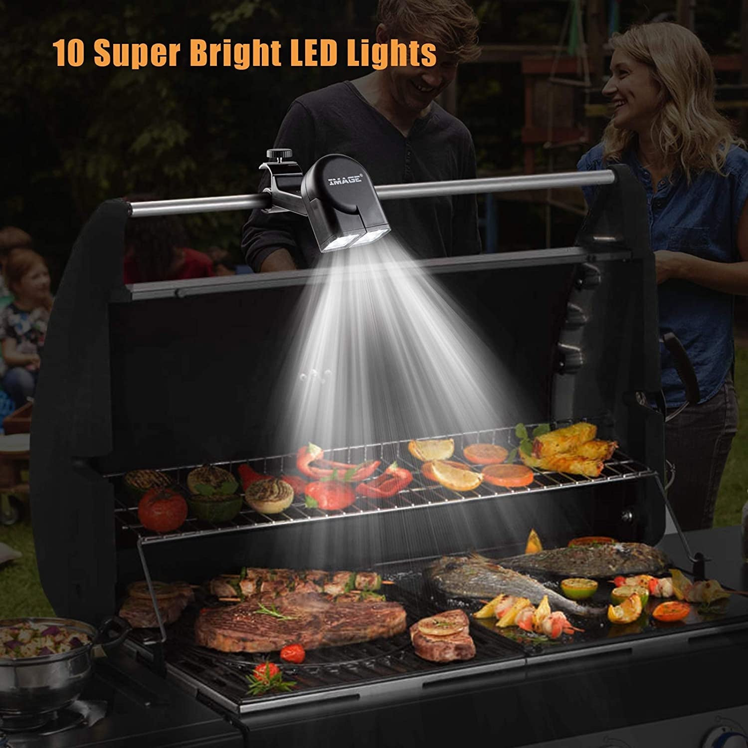 Grill Light. BBQ Lights for Grill with 10 Super Bright LED Lights. Adjustable Handle with 360 Degree Rotation. round & Square Bars Light on Any BBQ Pit. Grill Lights for Cooking and Outdoor Use - Image 2